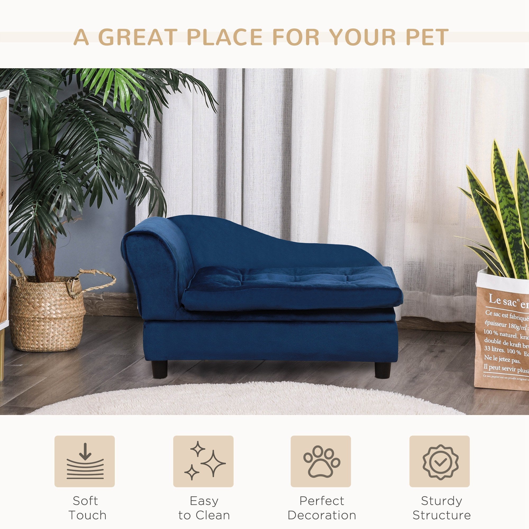 PawHut Luxury Fancy Dog Bed for Small Dogs with Hidden Storage