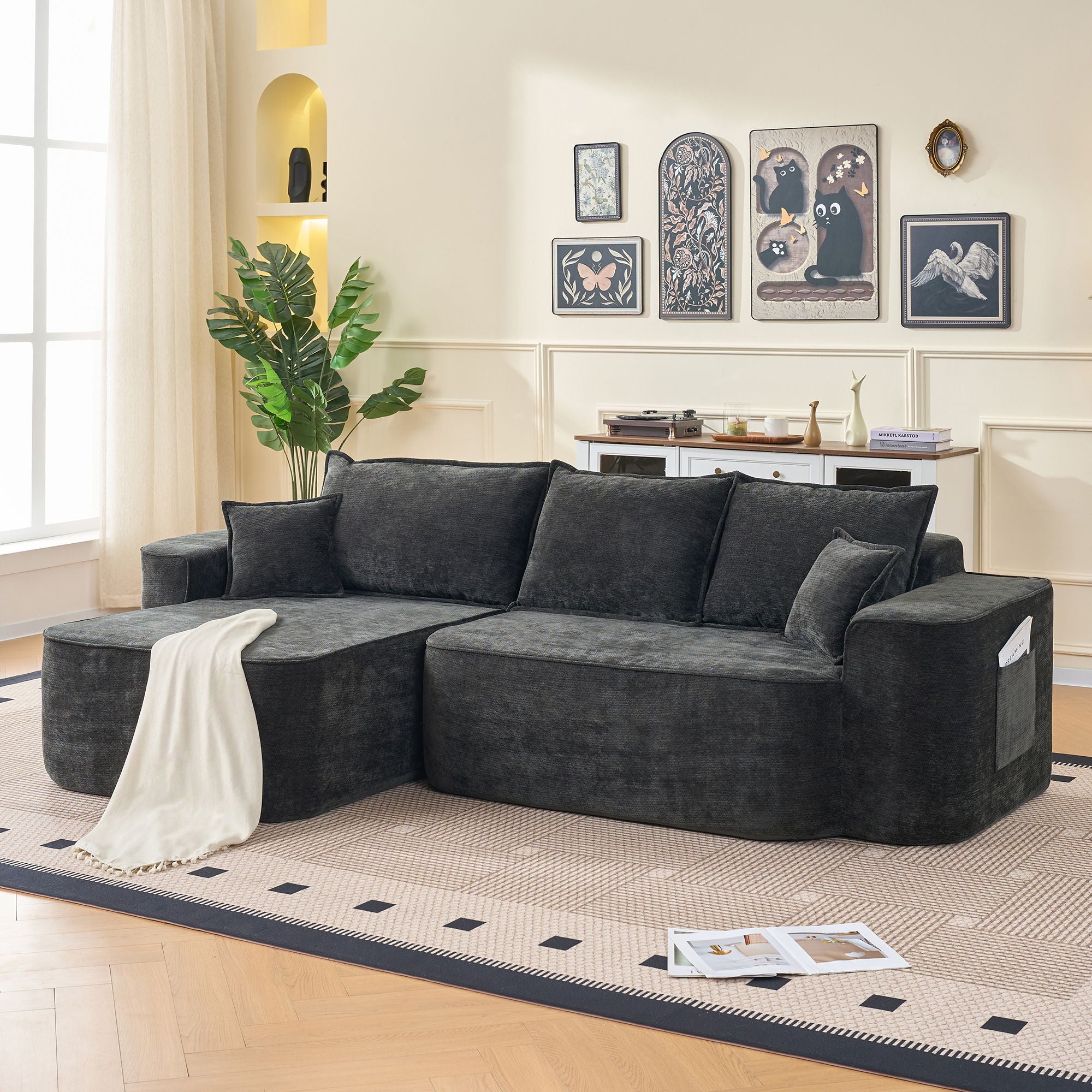 L-Shaped Sectional Sofa Couch With Chaise, Extra Deep Seats