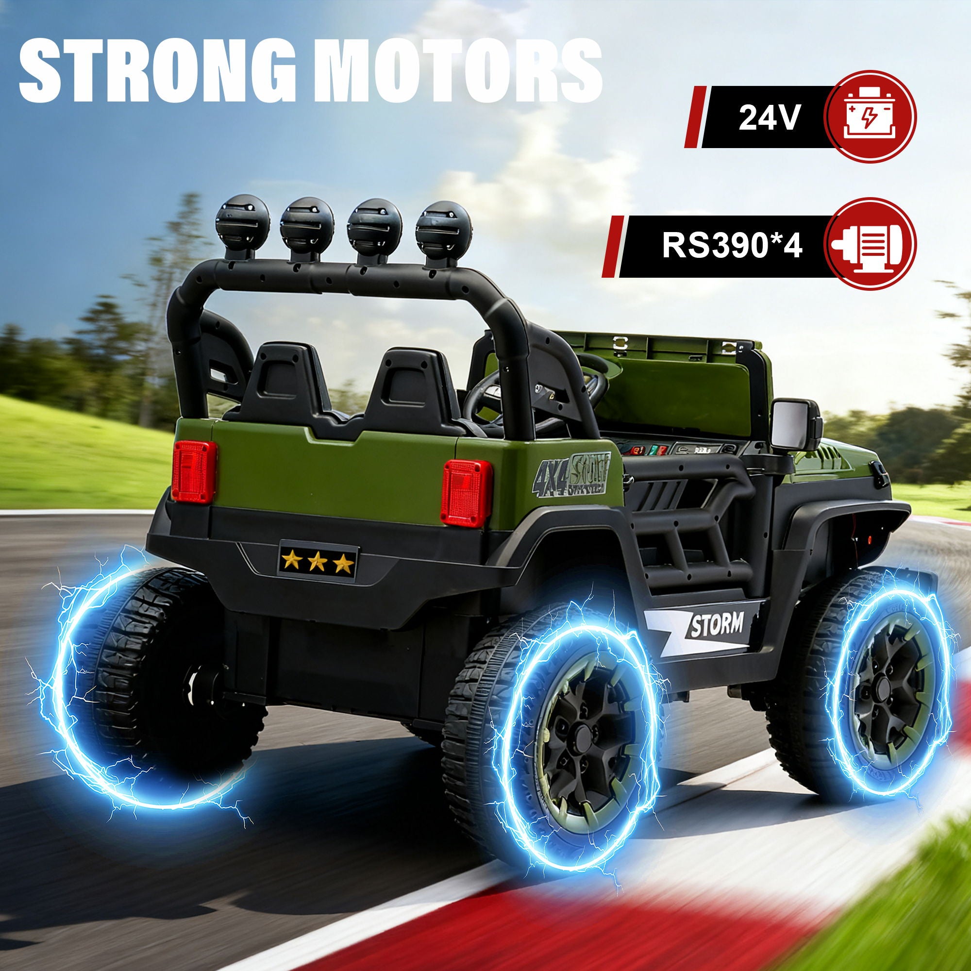 Electric Car With Remote Control, Colorful LED Lights, USB & MP3