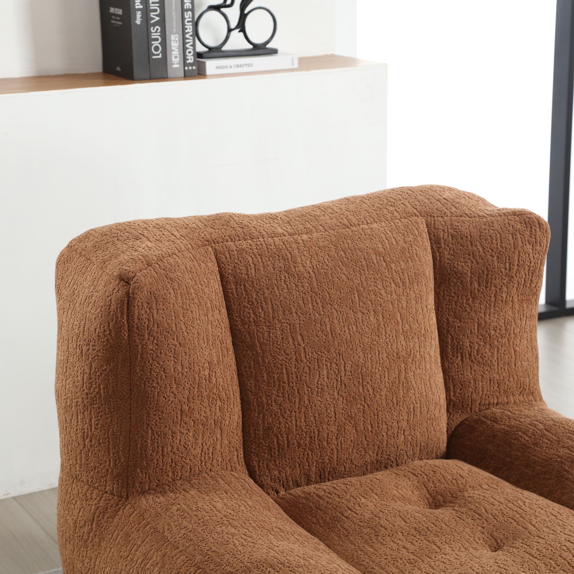 Modern Indoor Fluffy Bean Bag Chair With Memory Foam And Ottoman, Super Soft