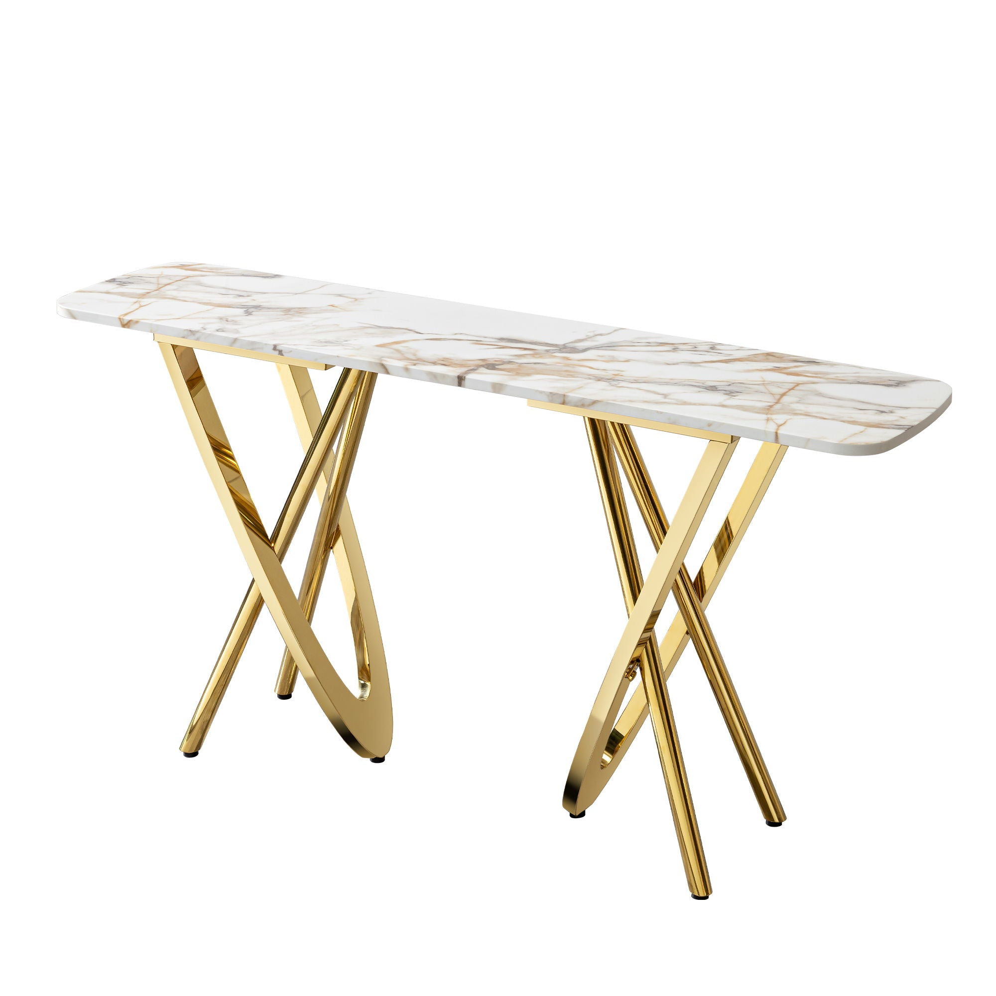 Contemporary Marble Pattern Top Table With Stainless Steel Base