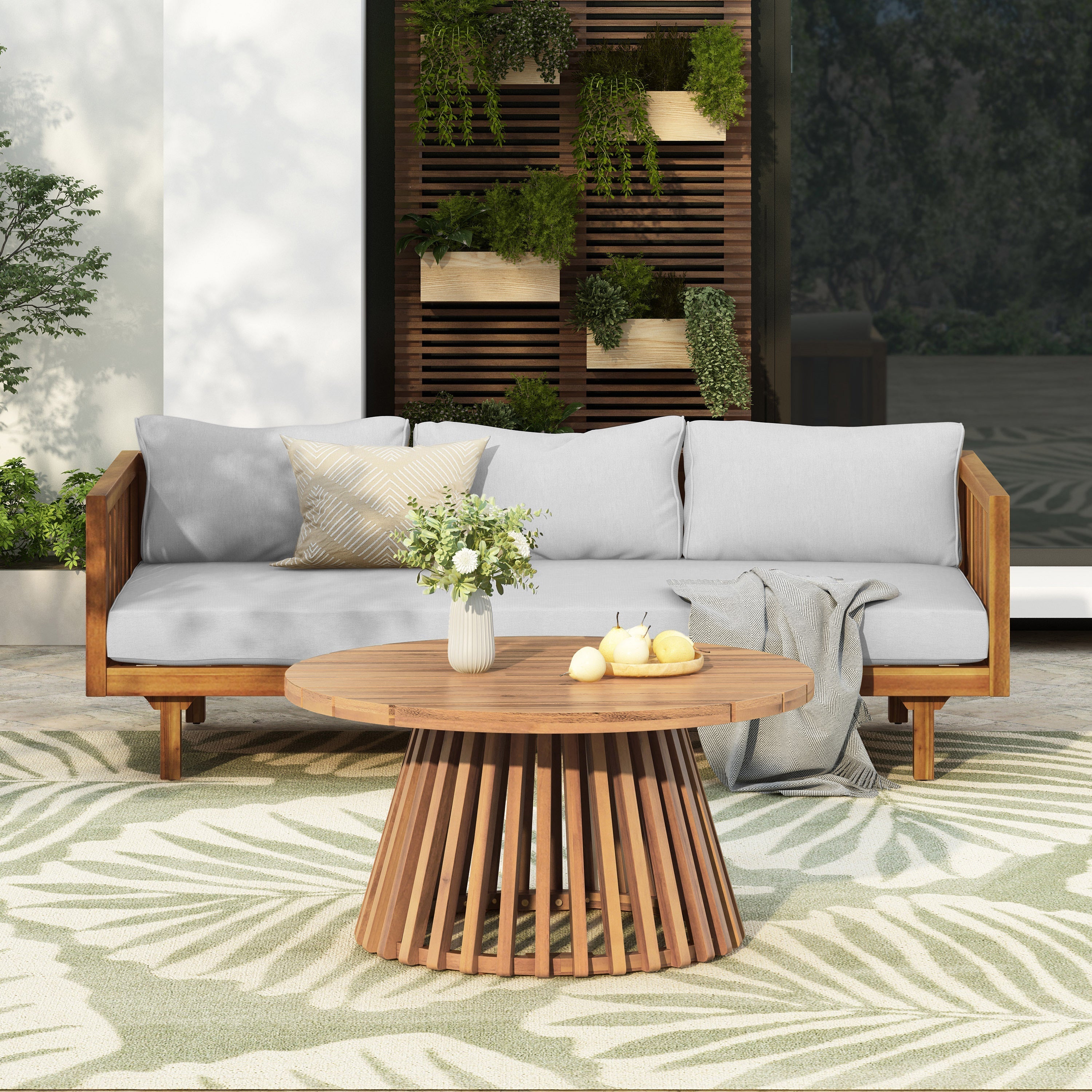 Claremont 3-Seater Daybed and Acacia Wood Patio Table Set