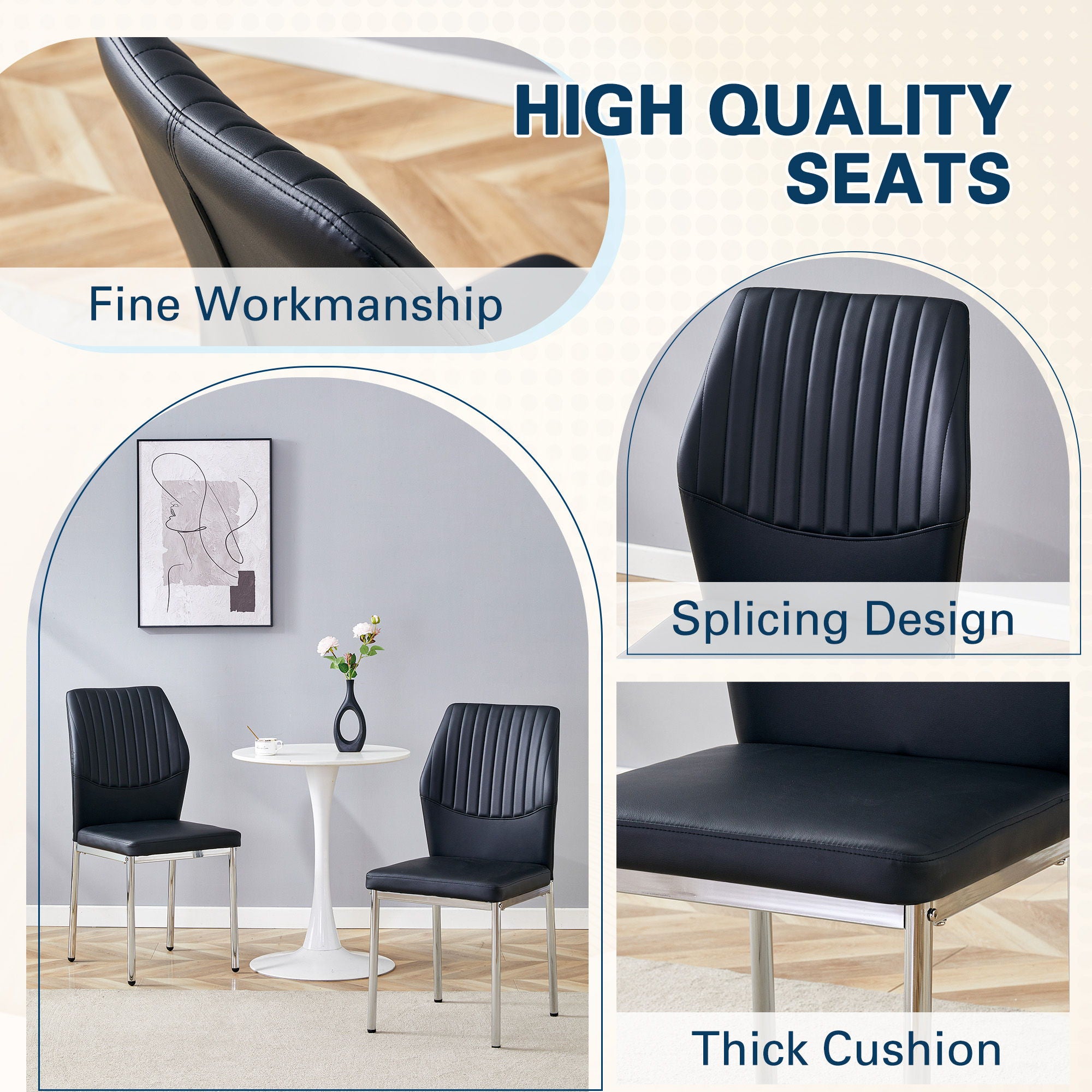 Luxury Simple High Resilience Dining Chair With Metal Legs