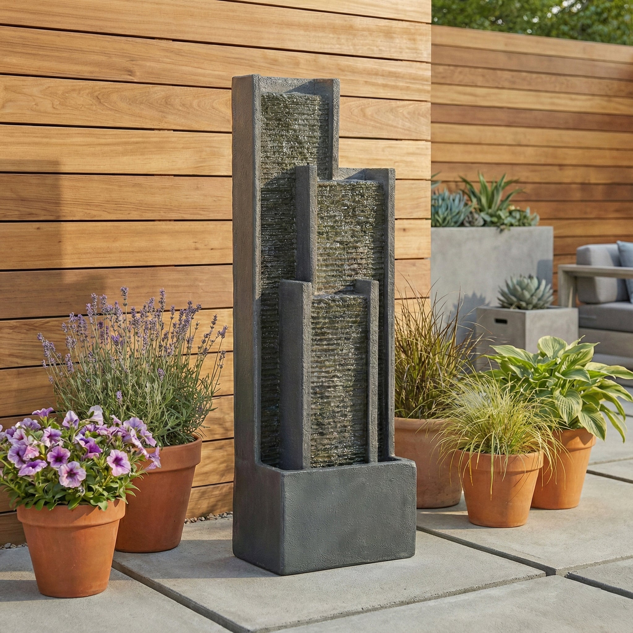 40 Inch Modern Outdoor Water Fountain