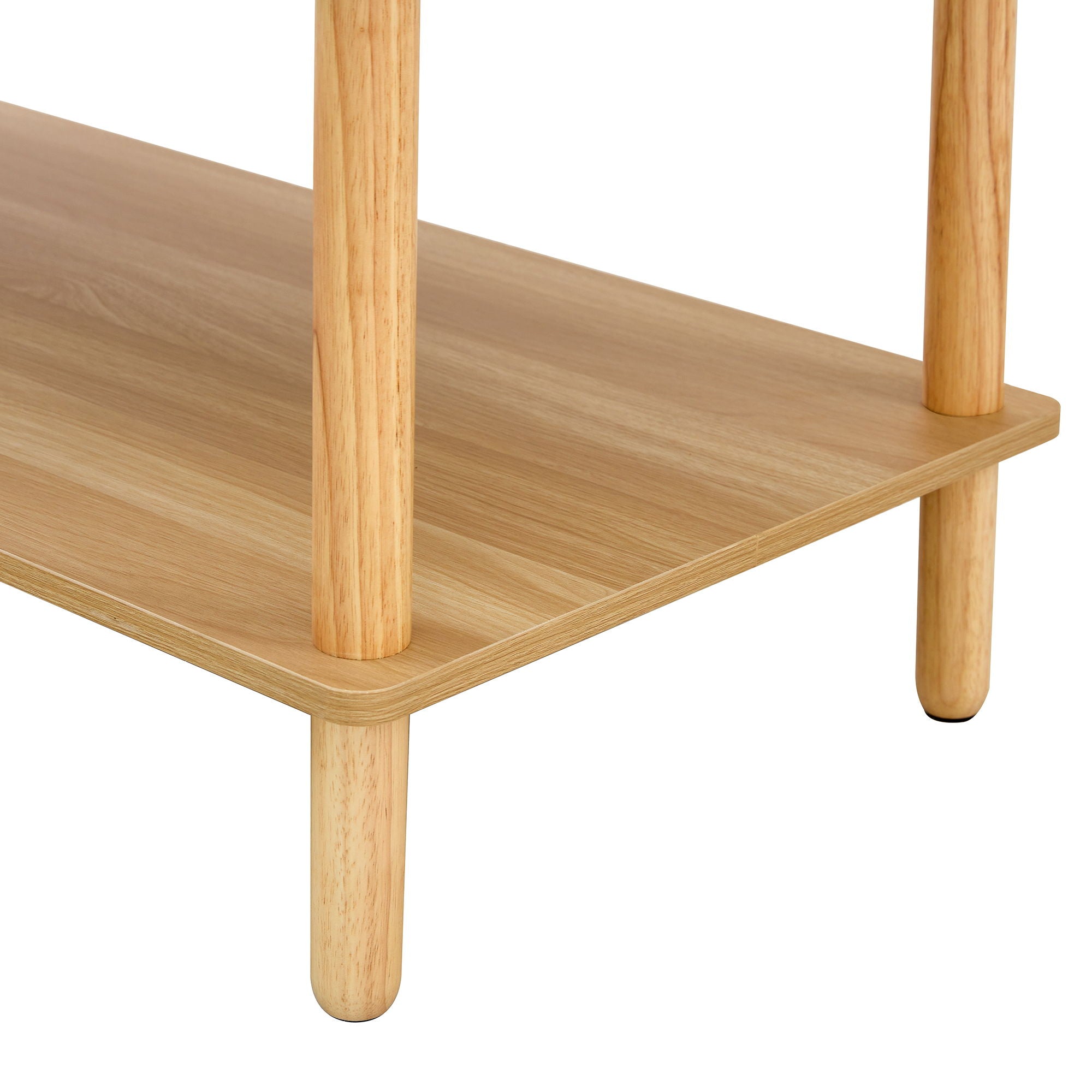 Modern 2 Tier, Rectangular Center Coffee Table With Open Storage Shelf, Rounded Legs