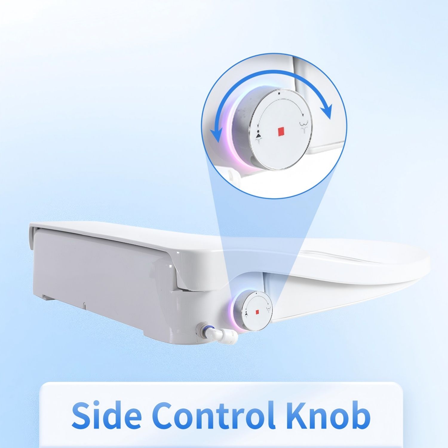 Smart Bidet Toilet Seat & Side Knob Adjustable Heated Seat With Water Temperature And Pressure Adjustment Portable Bidet - White