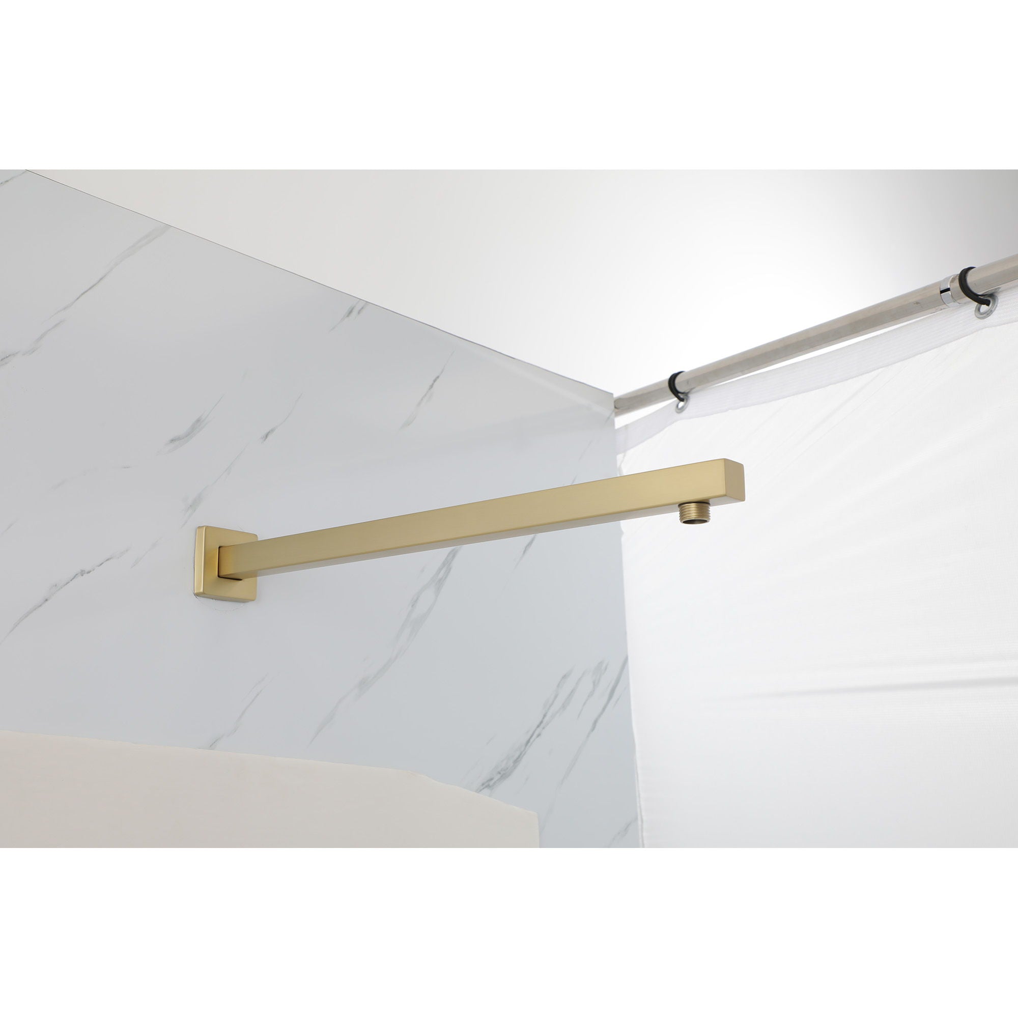 Wall Mounted Shower Arm With Flange, 16" Stainless Steel For Rain Shower Heads - Gold