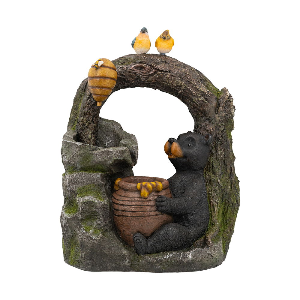 Decorative Two Tiered Outdoor Water Fountain with Woodland Animal Design