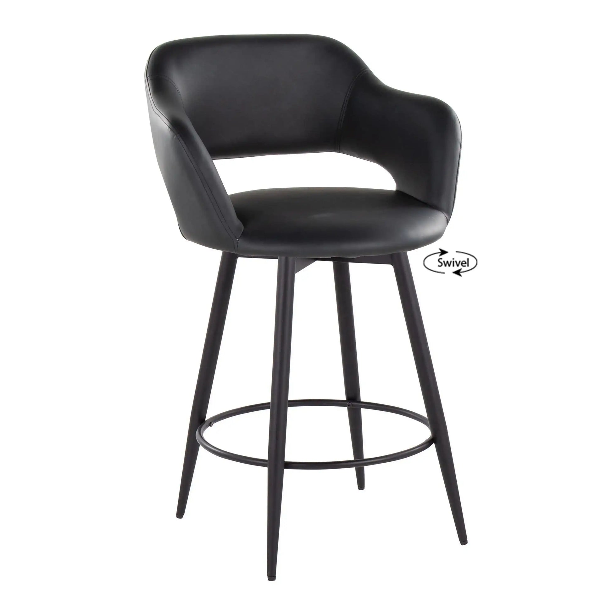 Margarite - Contemporary Fixed Height Counter Stool With Swivel With Round Footrest (Set of 2) - Best Buy Furniture
