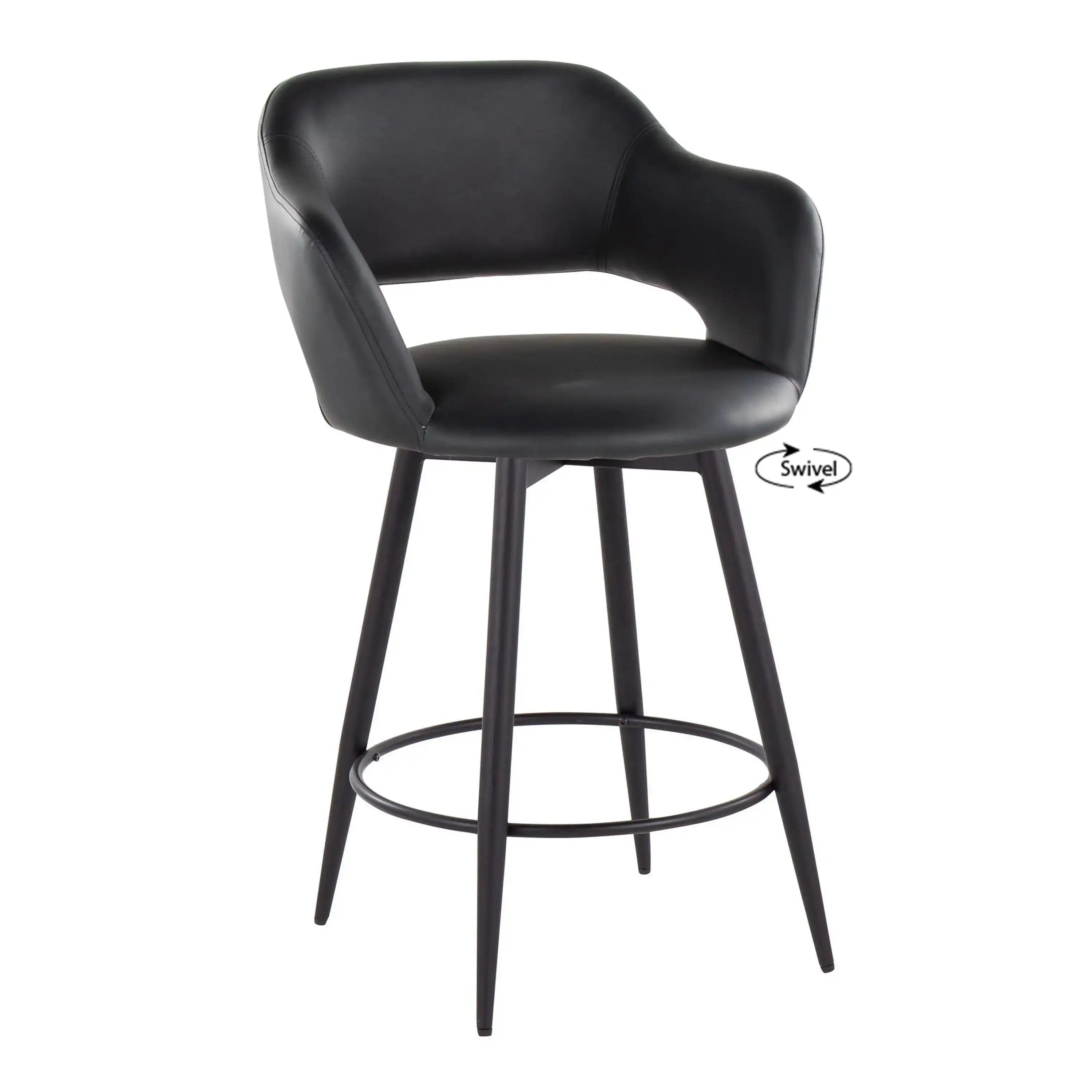 Margarite - Contemporary Fixed Height Counter Stool With Swivel With Round Footrest (Set of 2) - Best Buy Furniture
