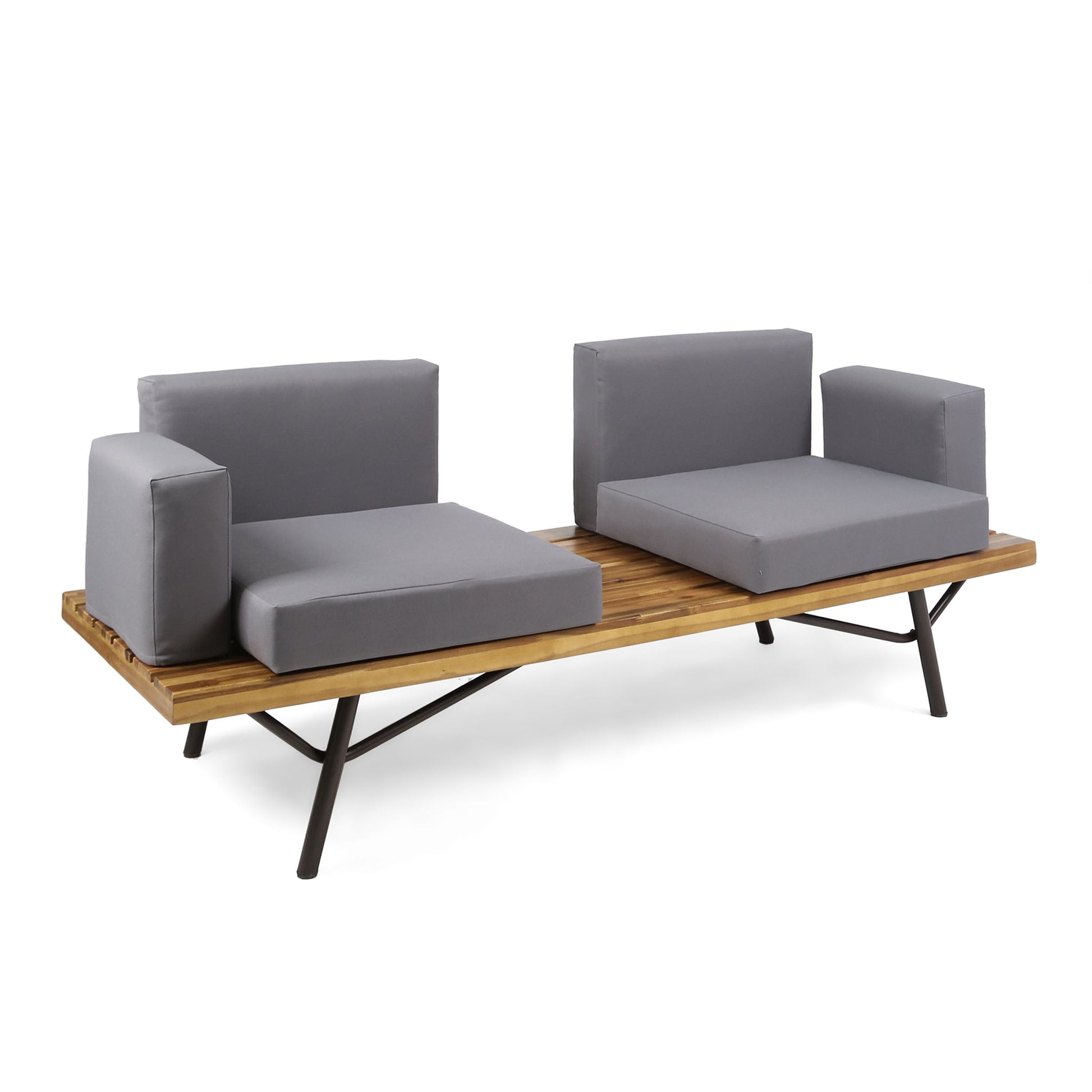 Outdoor Sofa With Cushions And Iron Legs - Dark Gray - Best Buy Furniture