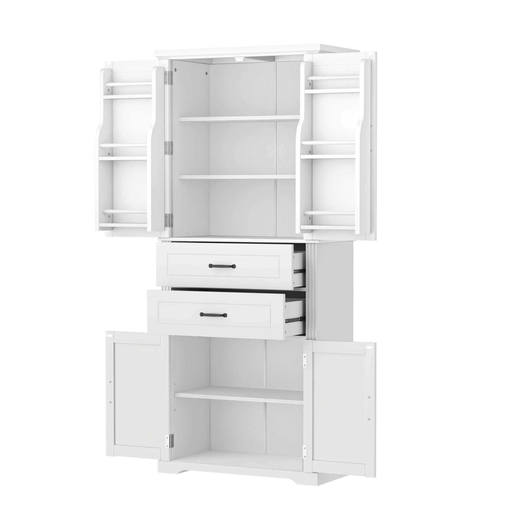 Multi Functional Storage Cabinet With Adjustable Shelves, 2 Drawers, Door Shelves
