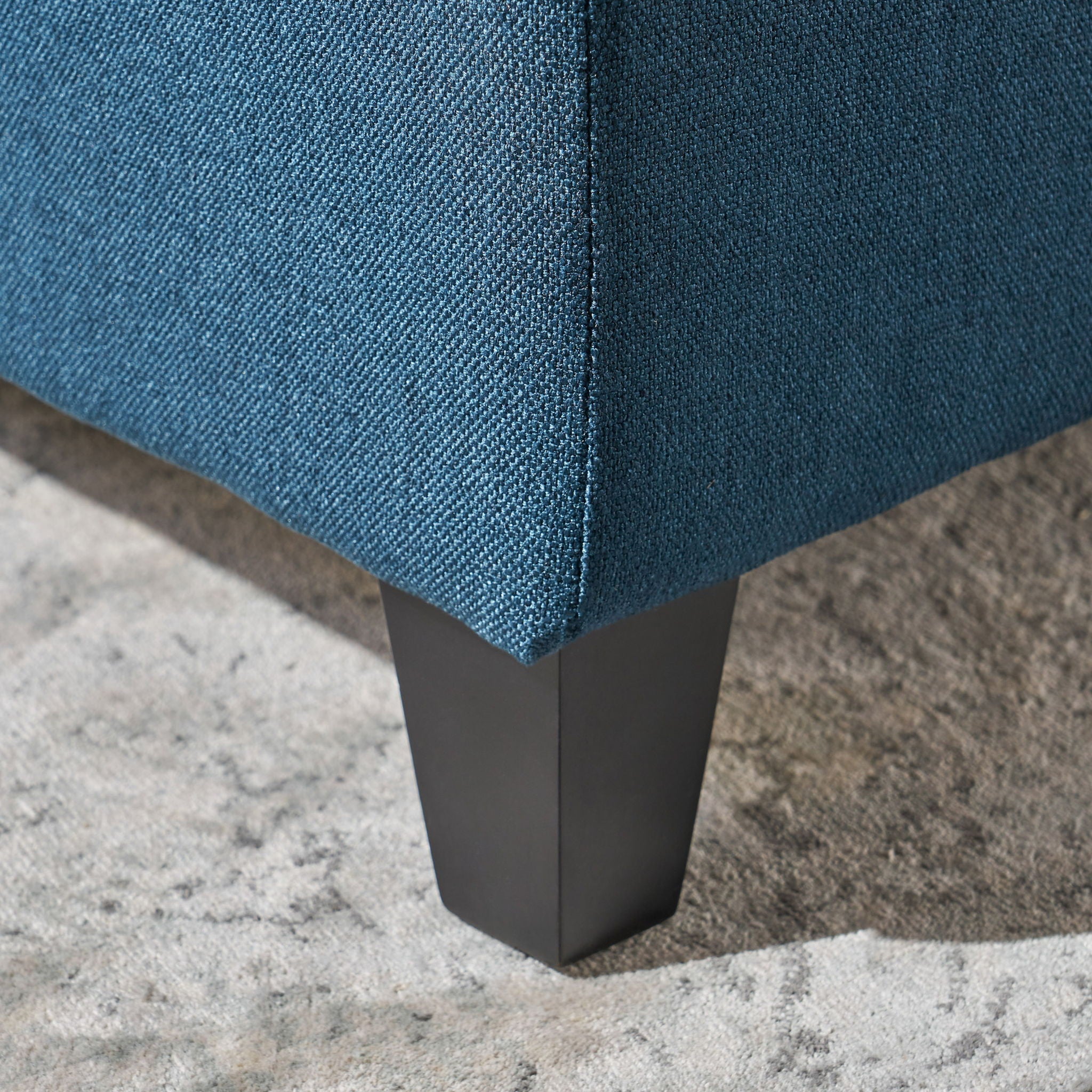 Nebulous - Fabric Upholstered Ottoman With Storage And Diamond Tufted Seat - Navy Blue