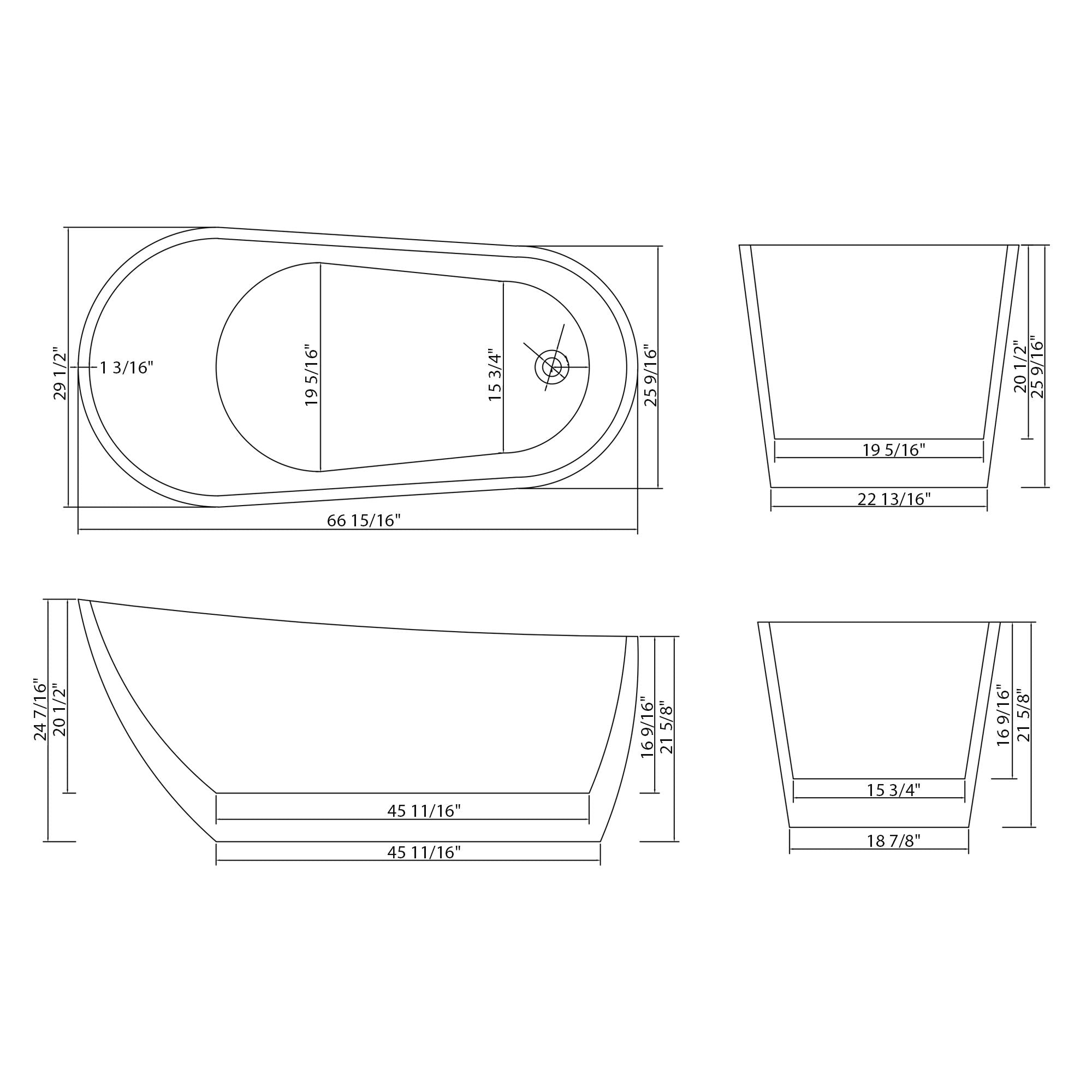 Contemporary Glossy Freestanding Bathtub With Chrome Overflow And Drain