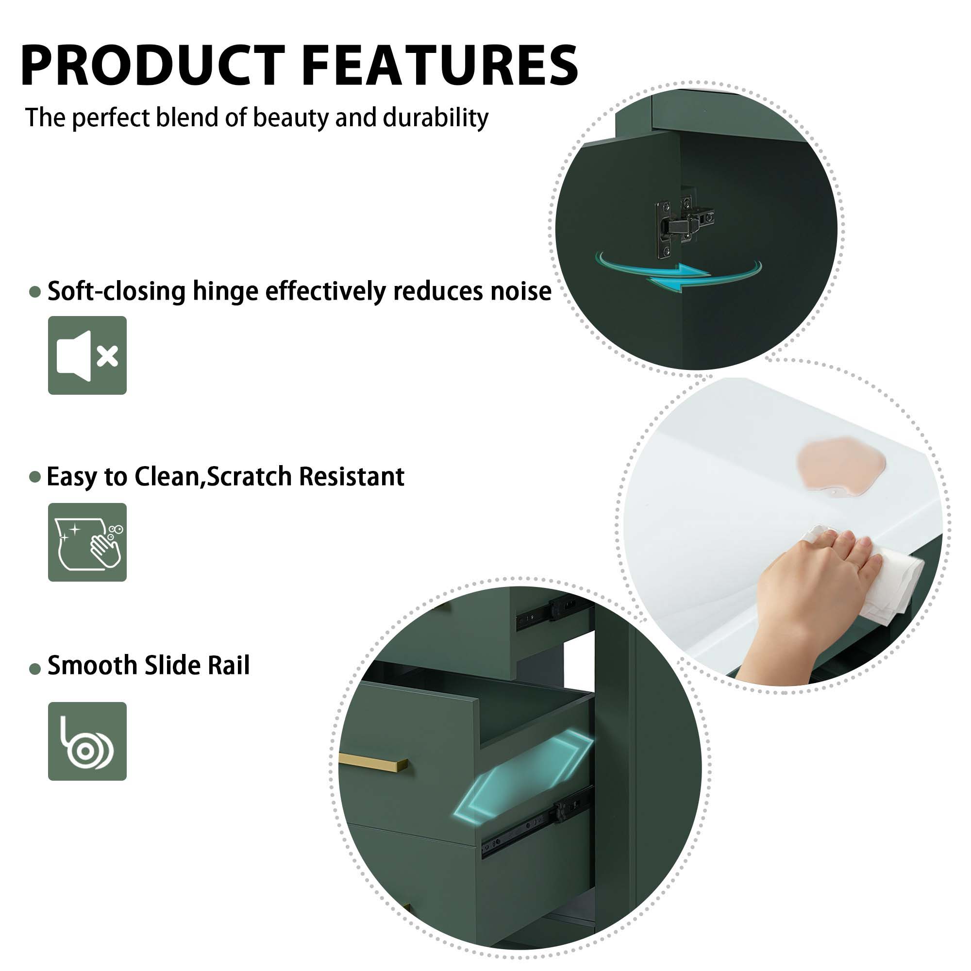 Bathroom Vanity With Sink Combo, Storage Cabinet, Freestanding Set With 3 Drawers & Soft Closing Doors