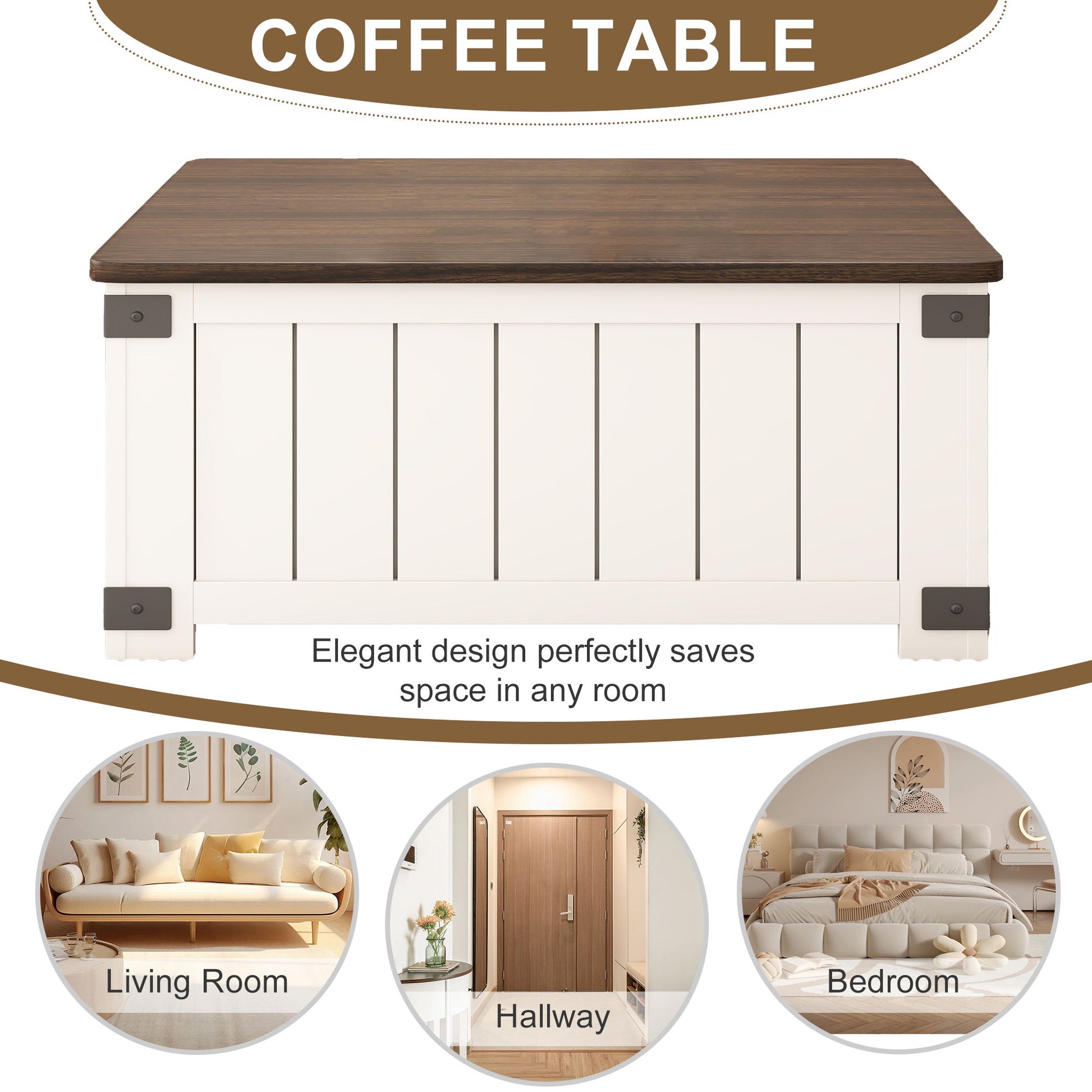 Farmhouse Style Lift Top Coffee Table With Storage And Charging Station - White Wood - Best Buy Furniture