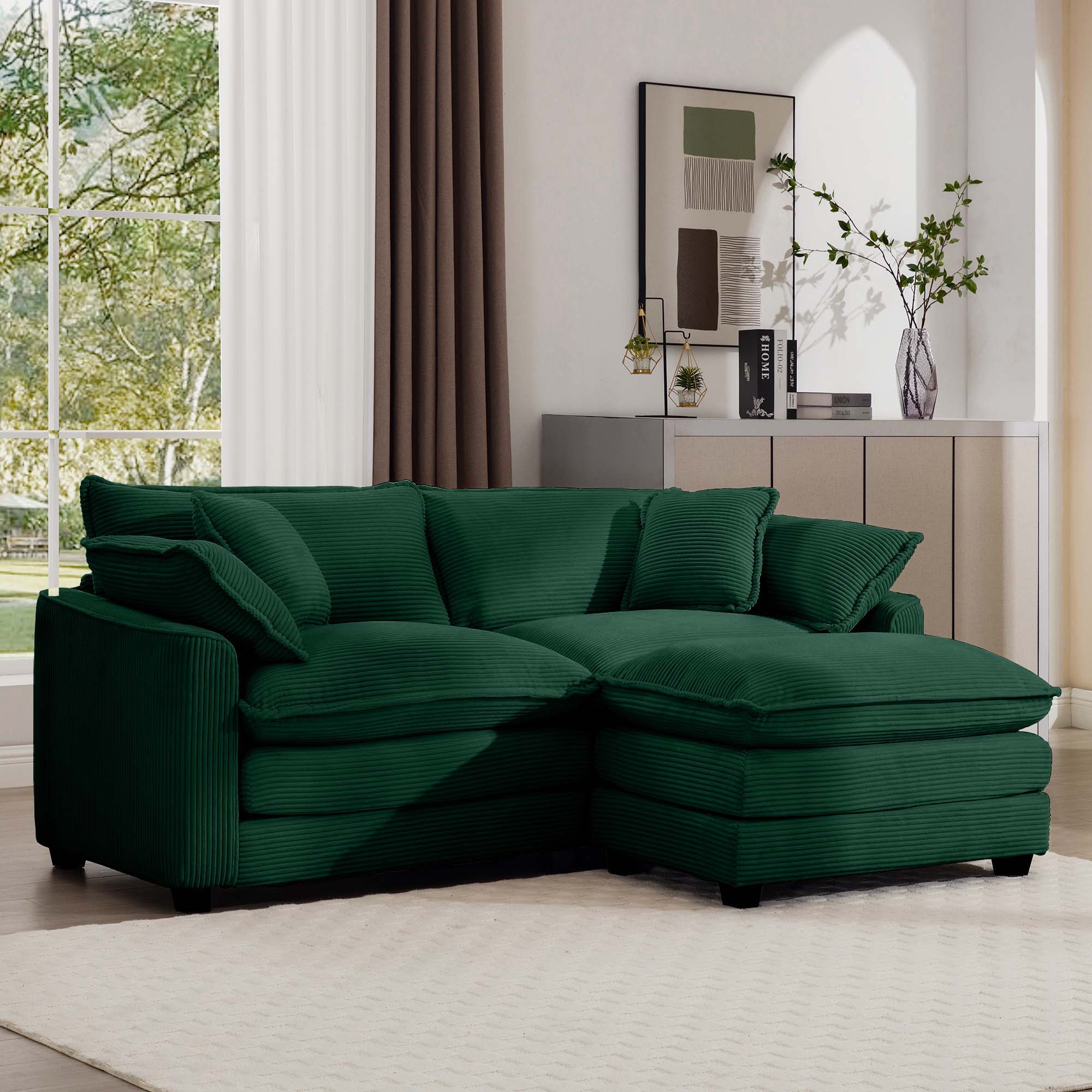 Modern Oversized Modular Cushion Sofa With Ottoman, Low Back, Deep Seating Sofa Set