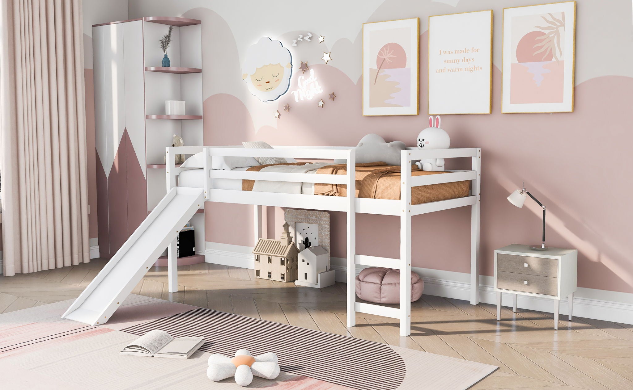 Loft Bed With Slide, Multifunctional Design