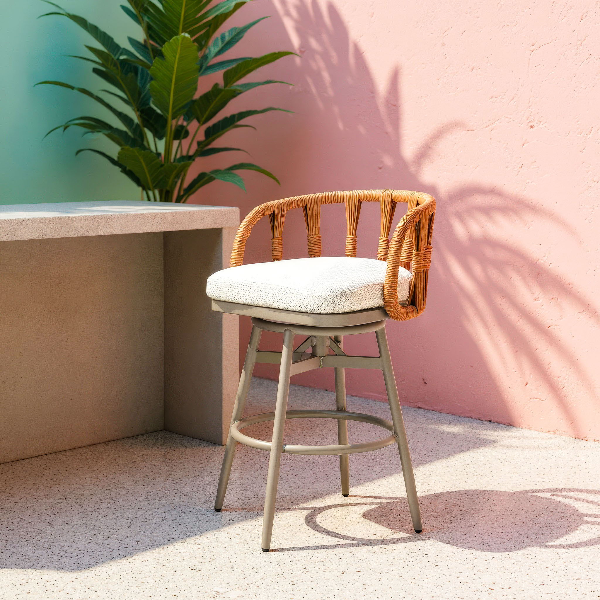 Safal - Outdoor Swivel Barstool - Multicolor