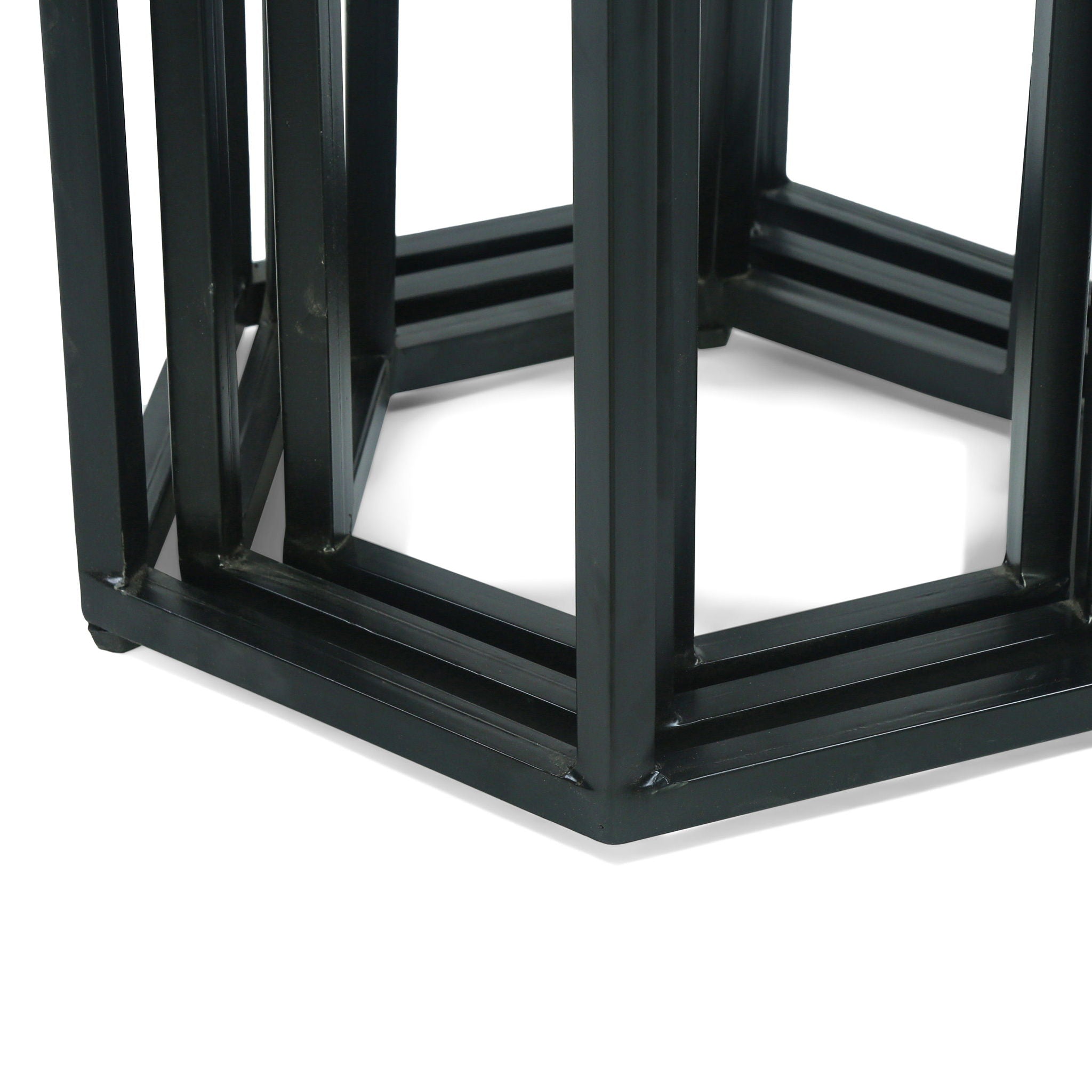Modern Industrial End Table (Set of 3) - Black / Natural