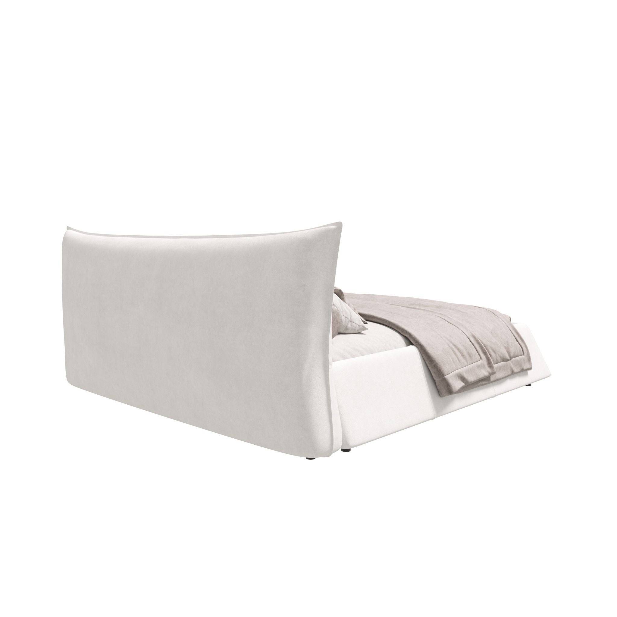 King Size Platform Bed With Special-Shaped Headboard - Cream