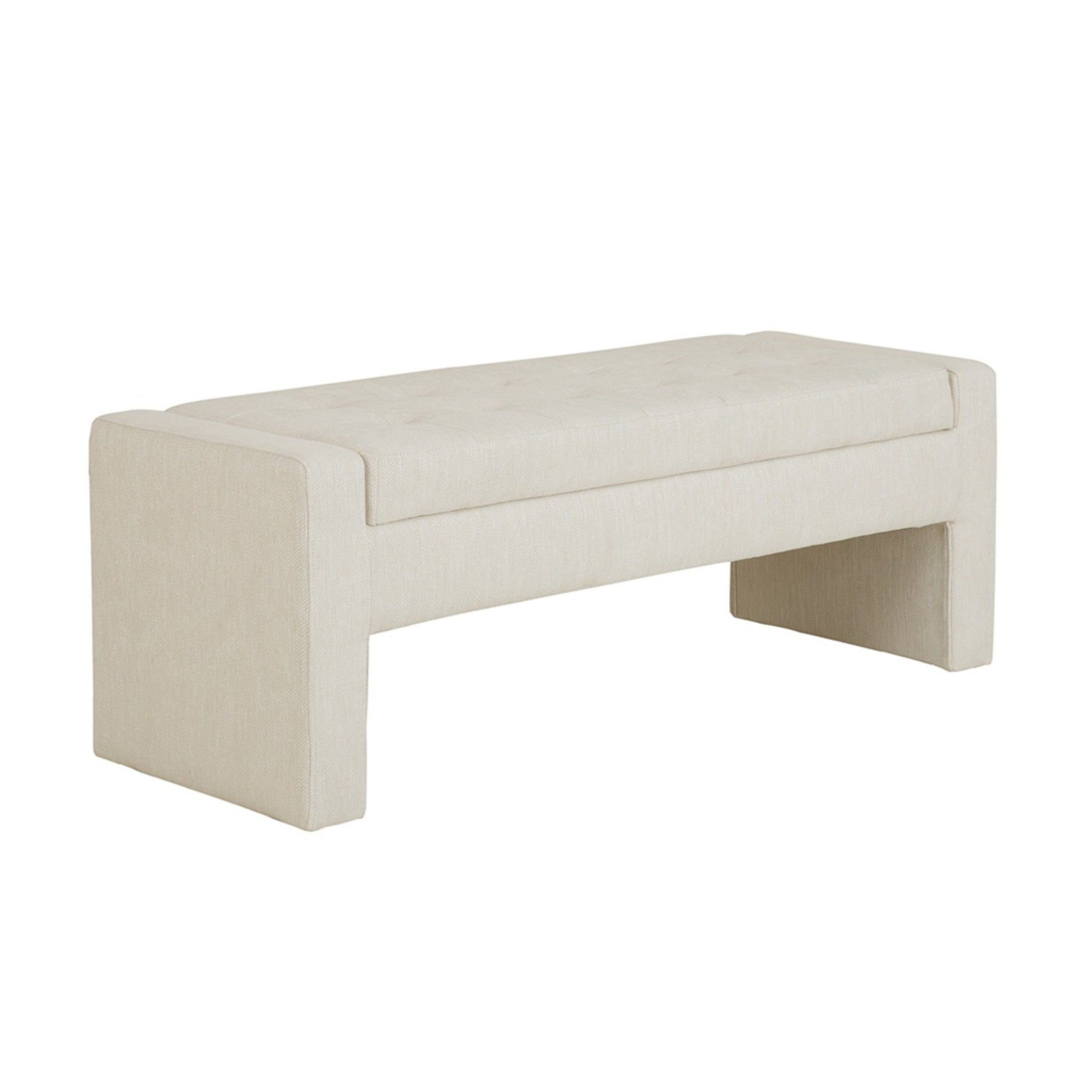 Elegant Soft Close Storage Bench Polyester Upholstery - Cream - Best Buy Furniture