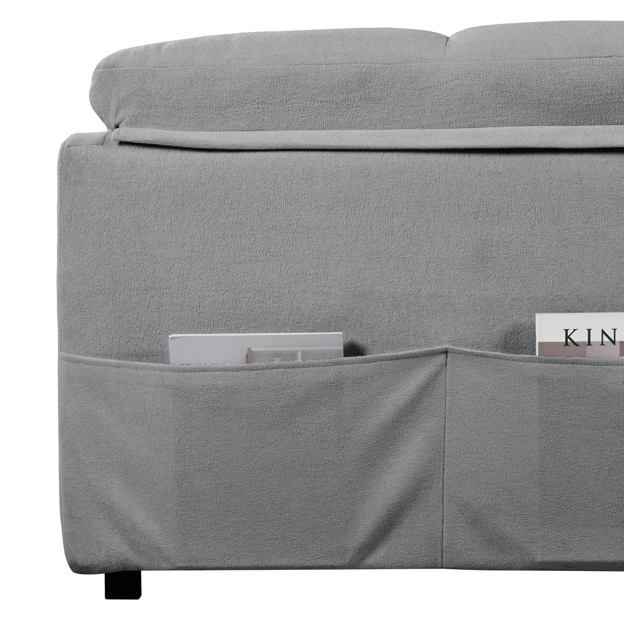 Convertible Pull Out Sofa Bed Queen Size, 3 In 1 With Side Storage