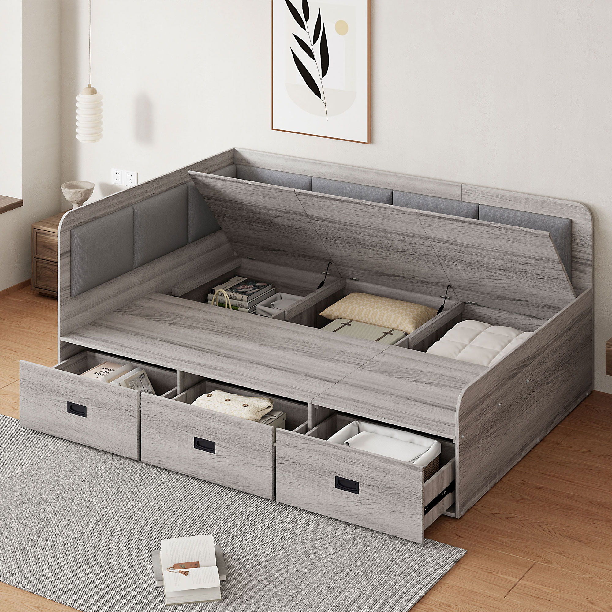 Daybed With 3 Drawers And 3 Storage Compartments