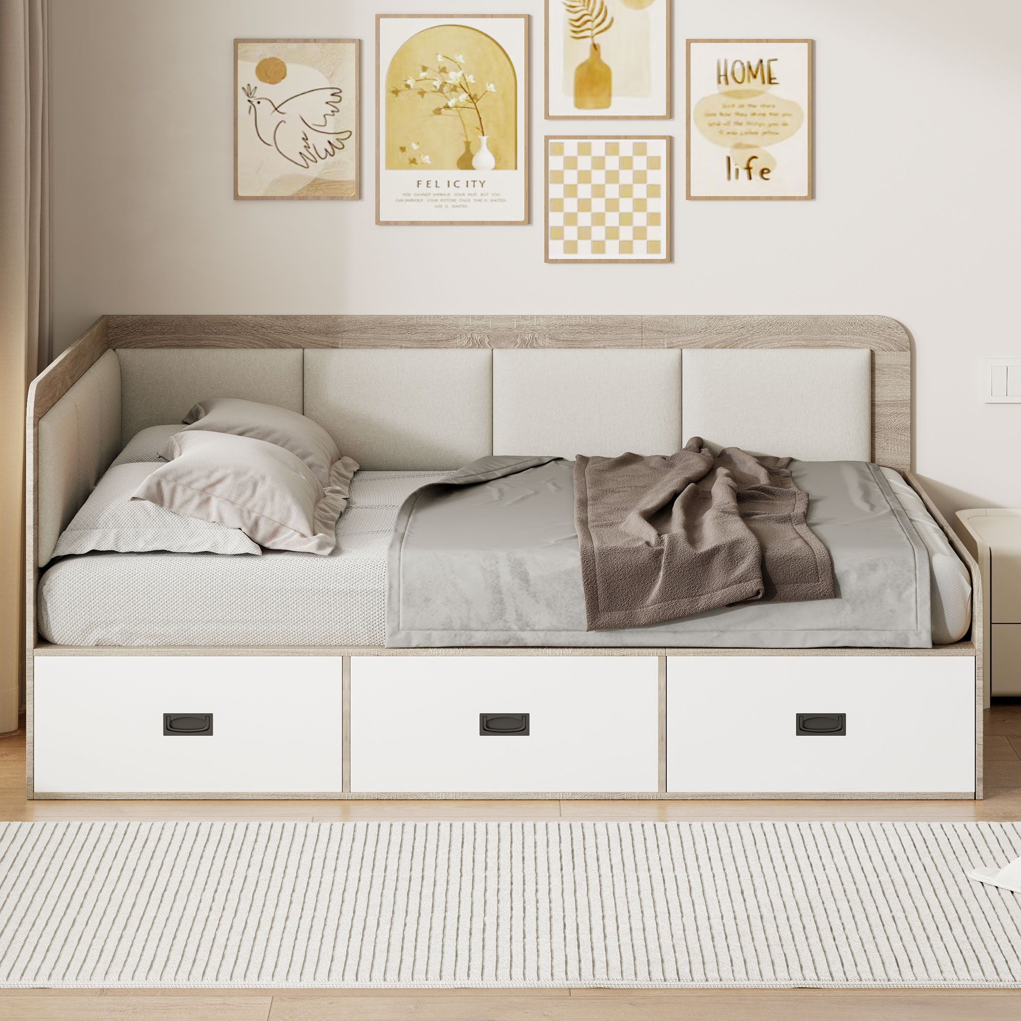 Daybed With 3 Drawers And 3 Storage Compartments