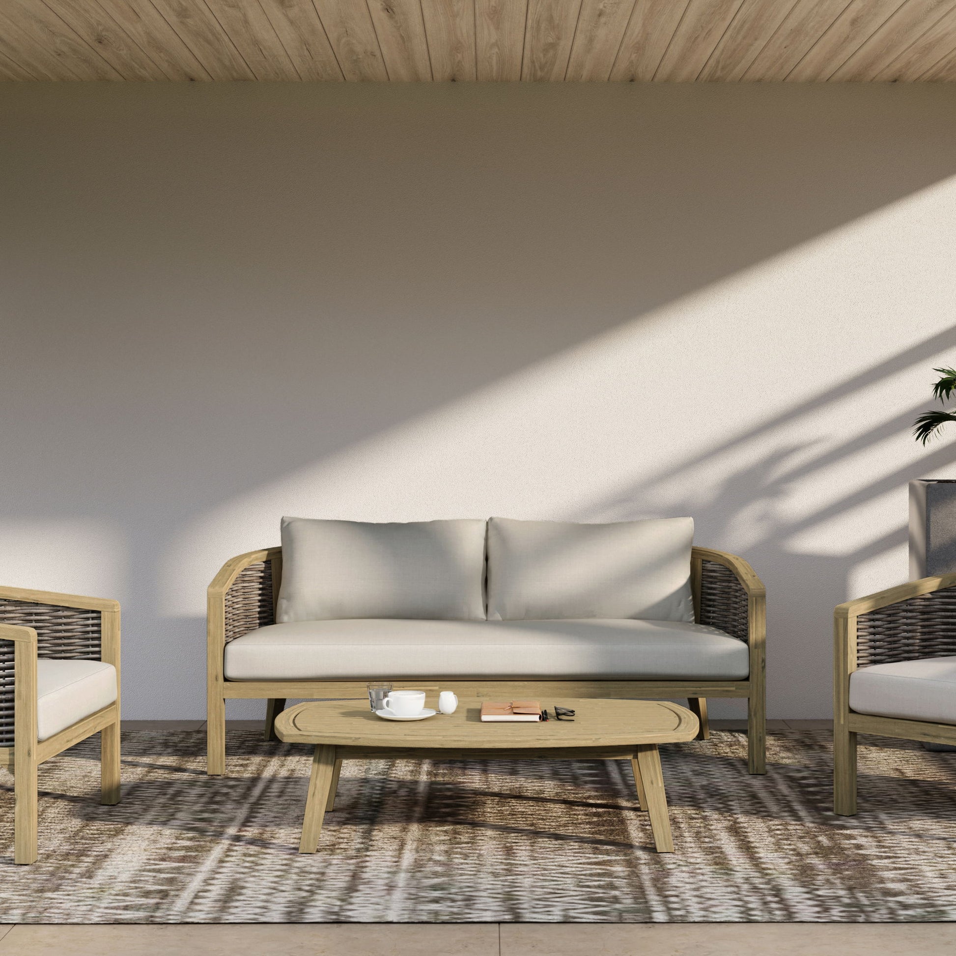 Parkside - Outdoor Coffee Table - Light Teak - Best Buy Furniture