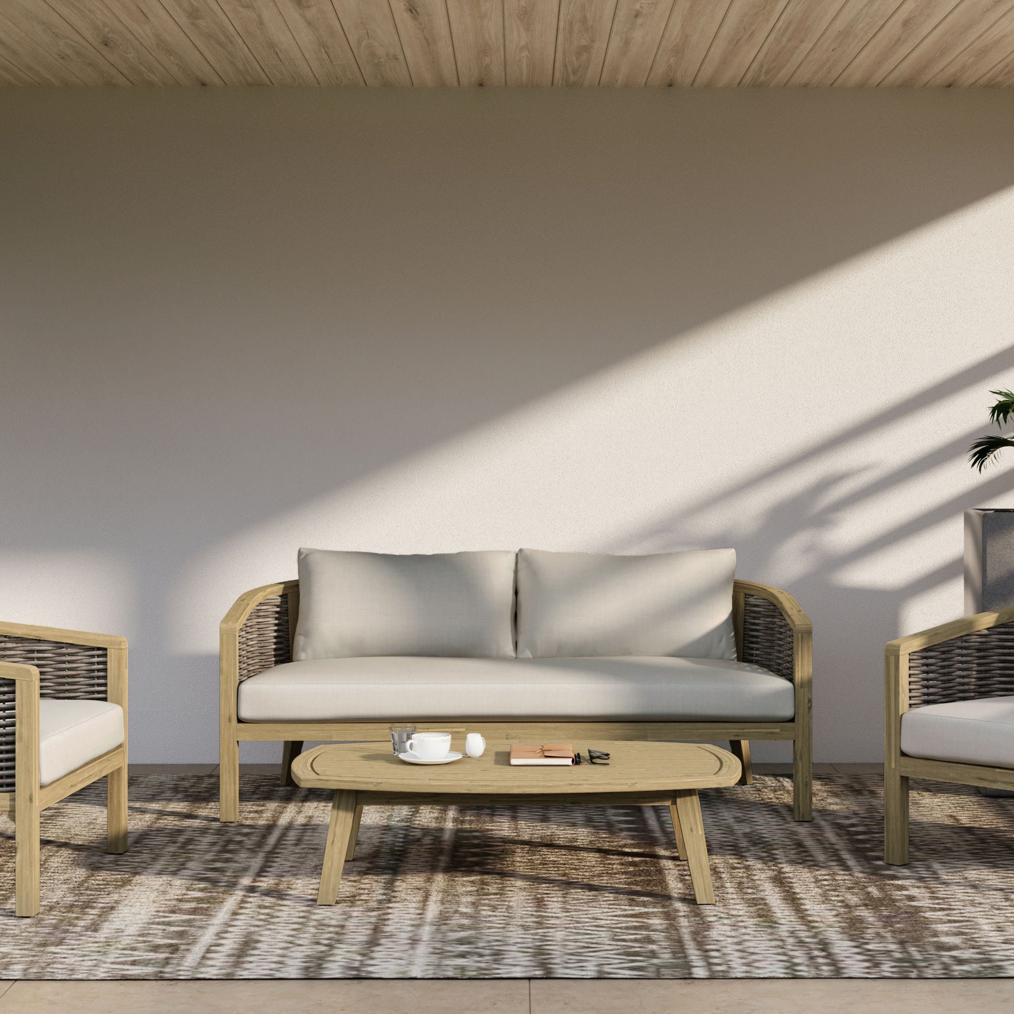 Parkside - Outdoor Coffee Table - Light Teak - Best Buy Furniture