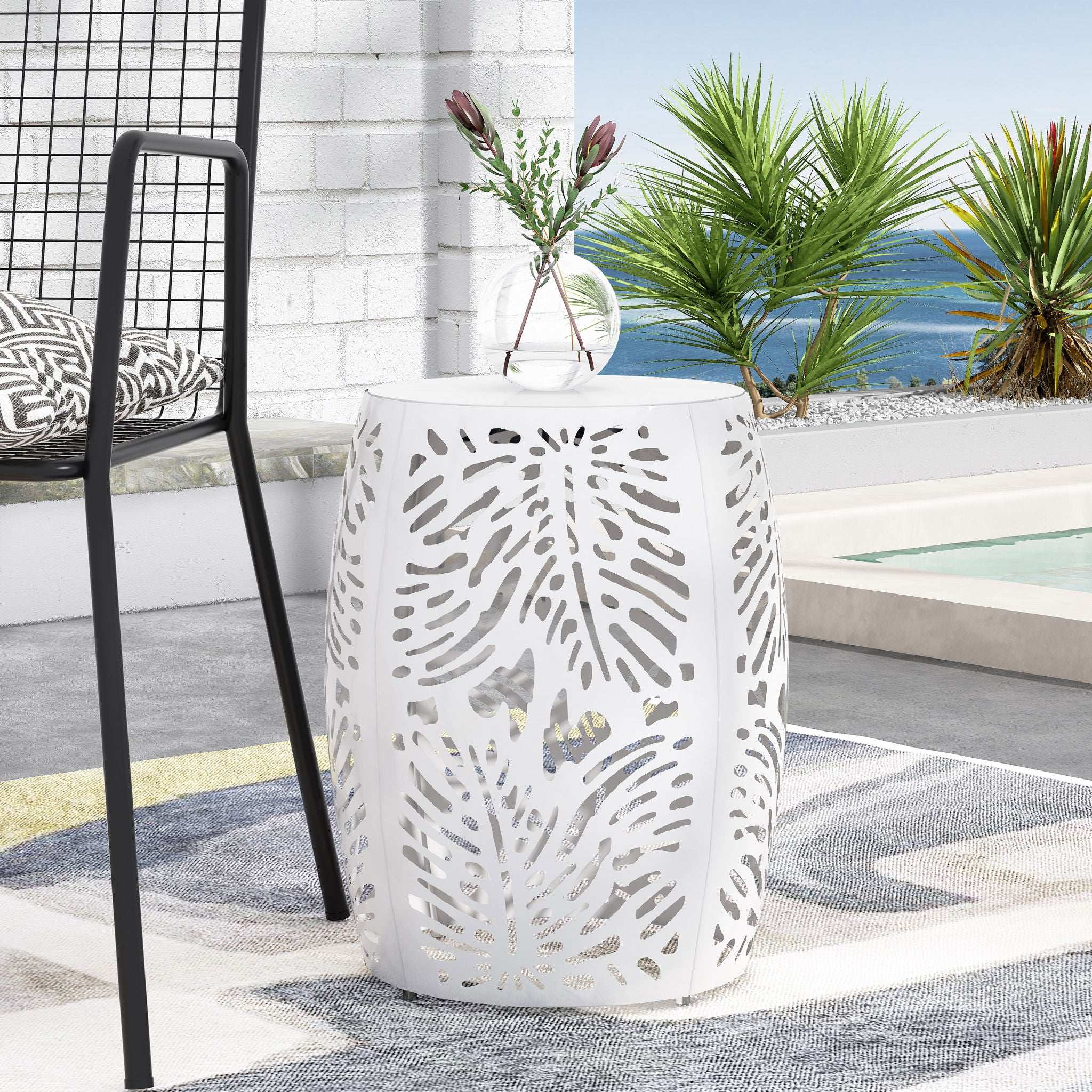 Modern Design Metal End Table, Large