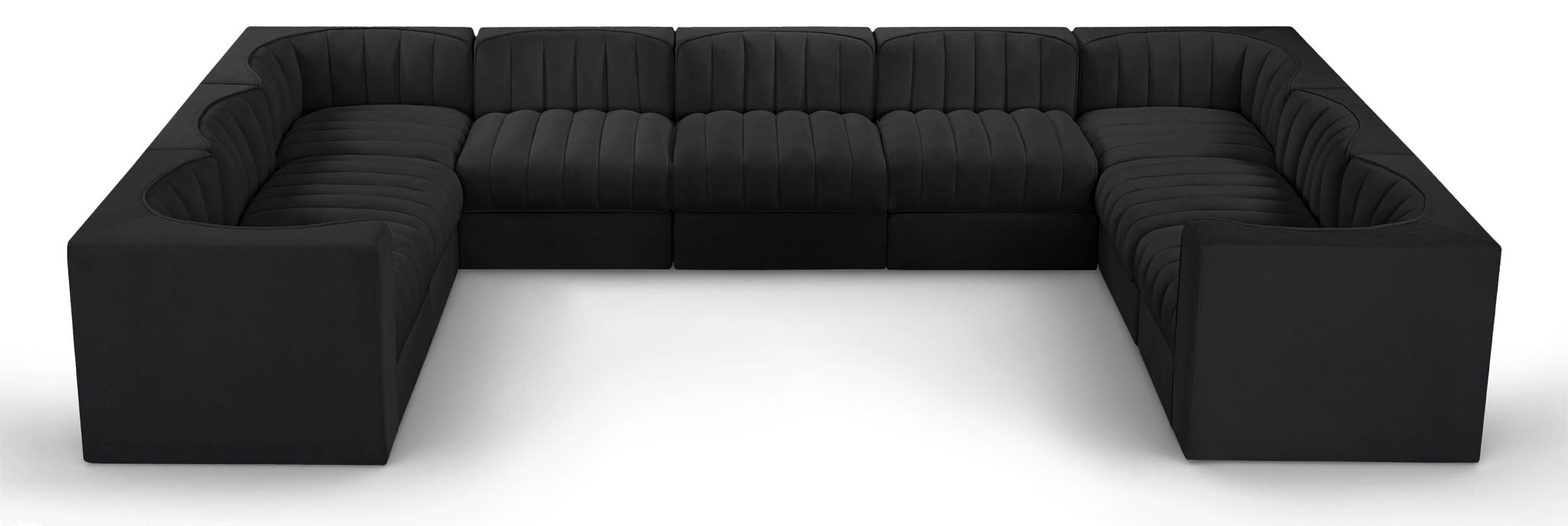 Rummi - Velvet Performance Fabric Upholstered 9 Piece Modular Sectional