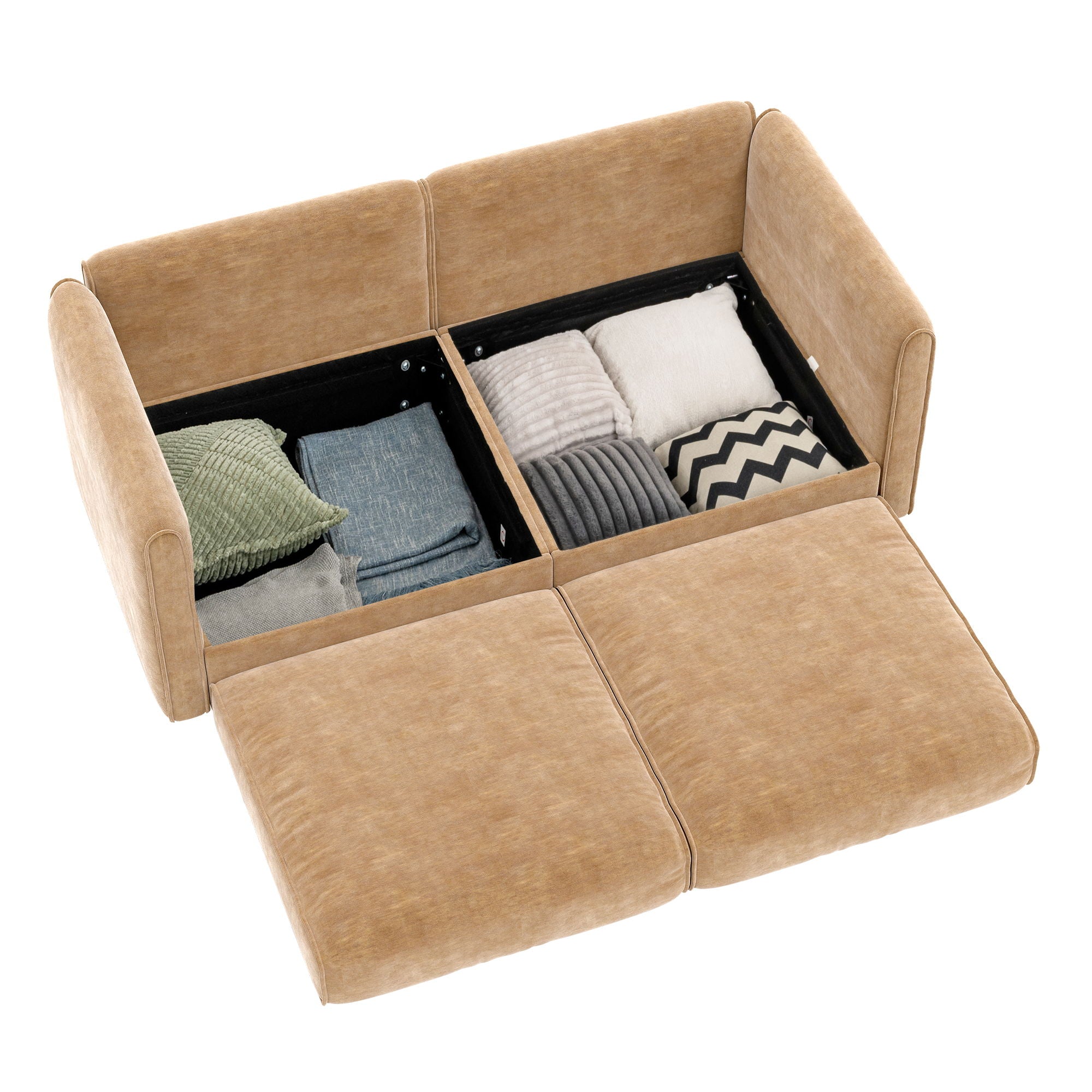 Stylish Chenille Sofa With Storage Seat And Cylindrical Backrest - Best Buy Furniture