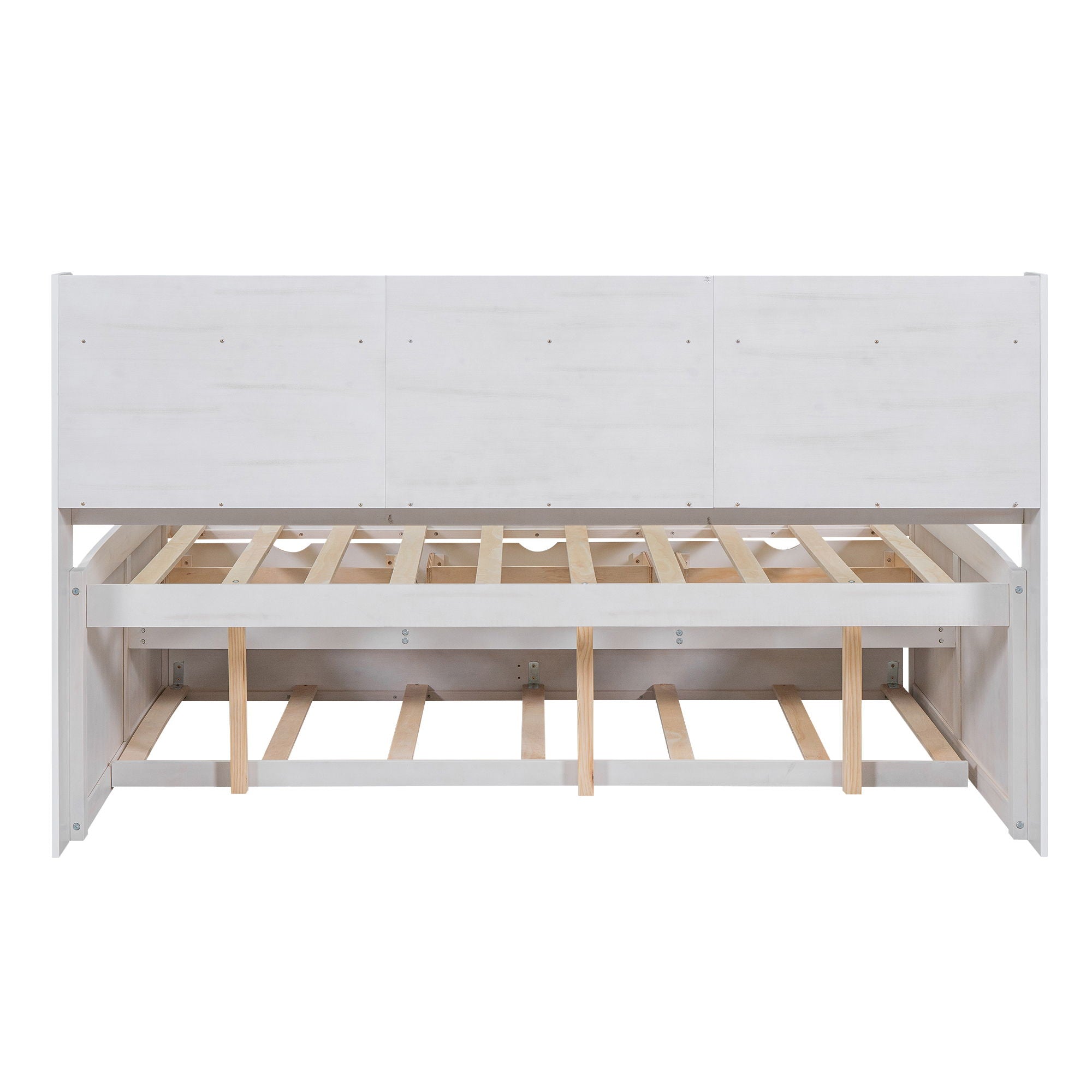 Captain Bed With Built In Bookshelves, 3 Storage Drawers, And Trundle