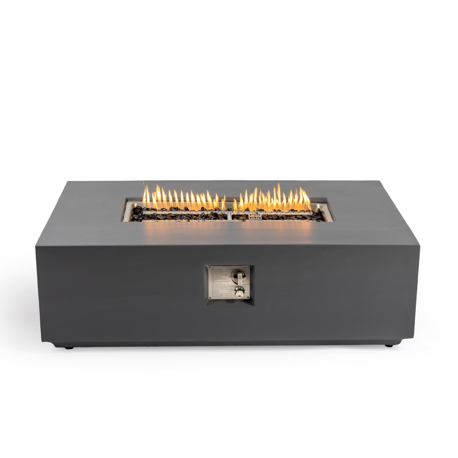 Volon Modern Rectangular Fire Pit Table in Light Gray