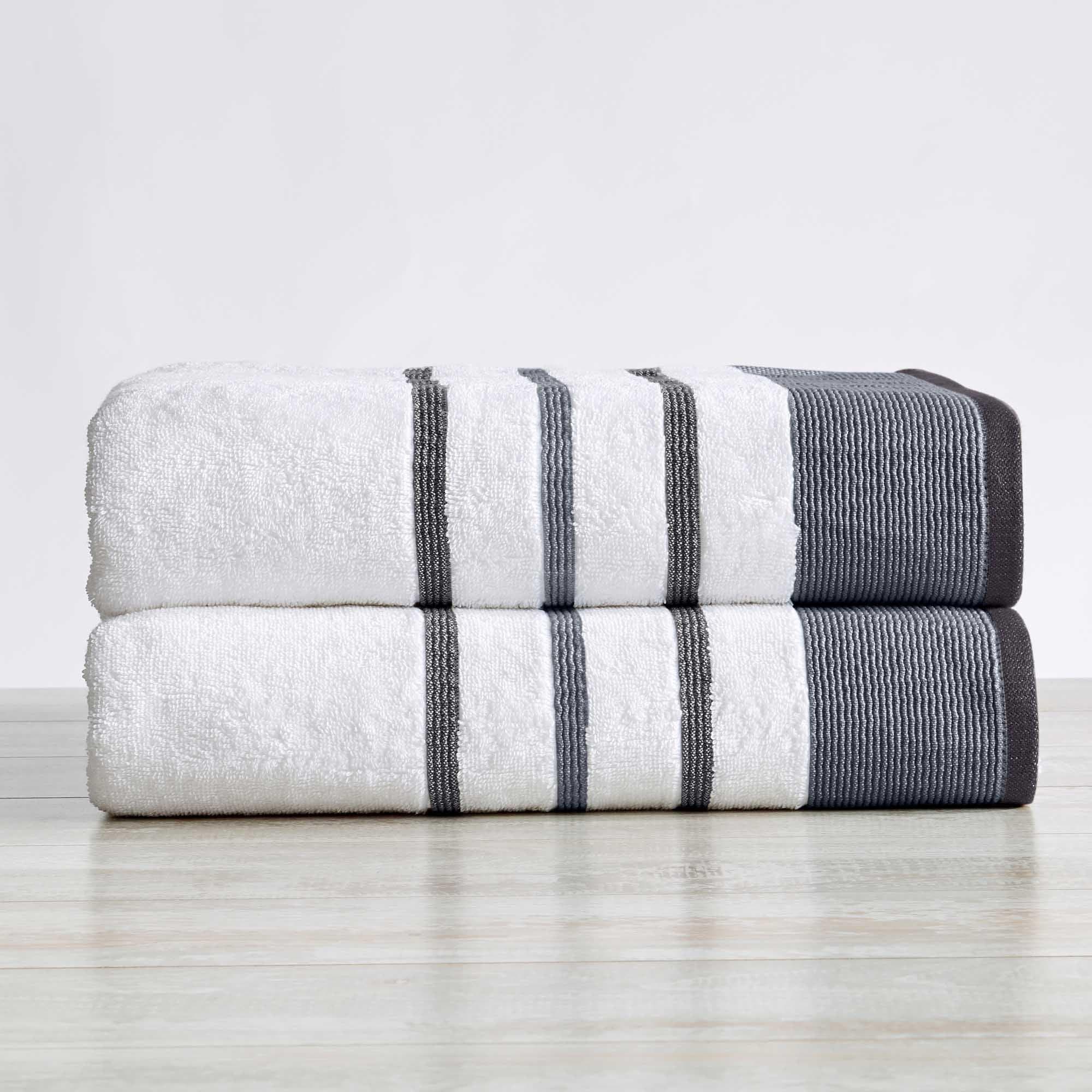 Decorative Cotton Stripe Bath Towel Set - Noelle Collection - Best Buy Furniture