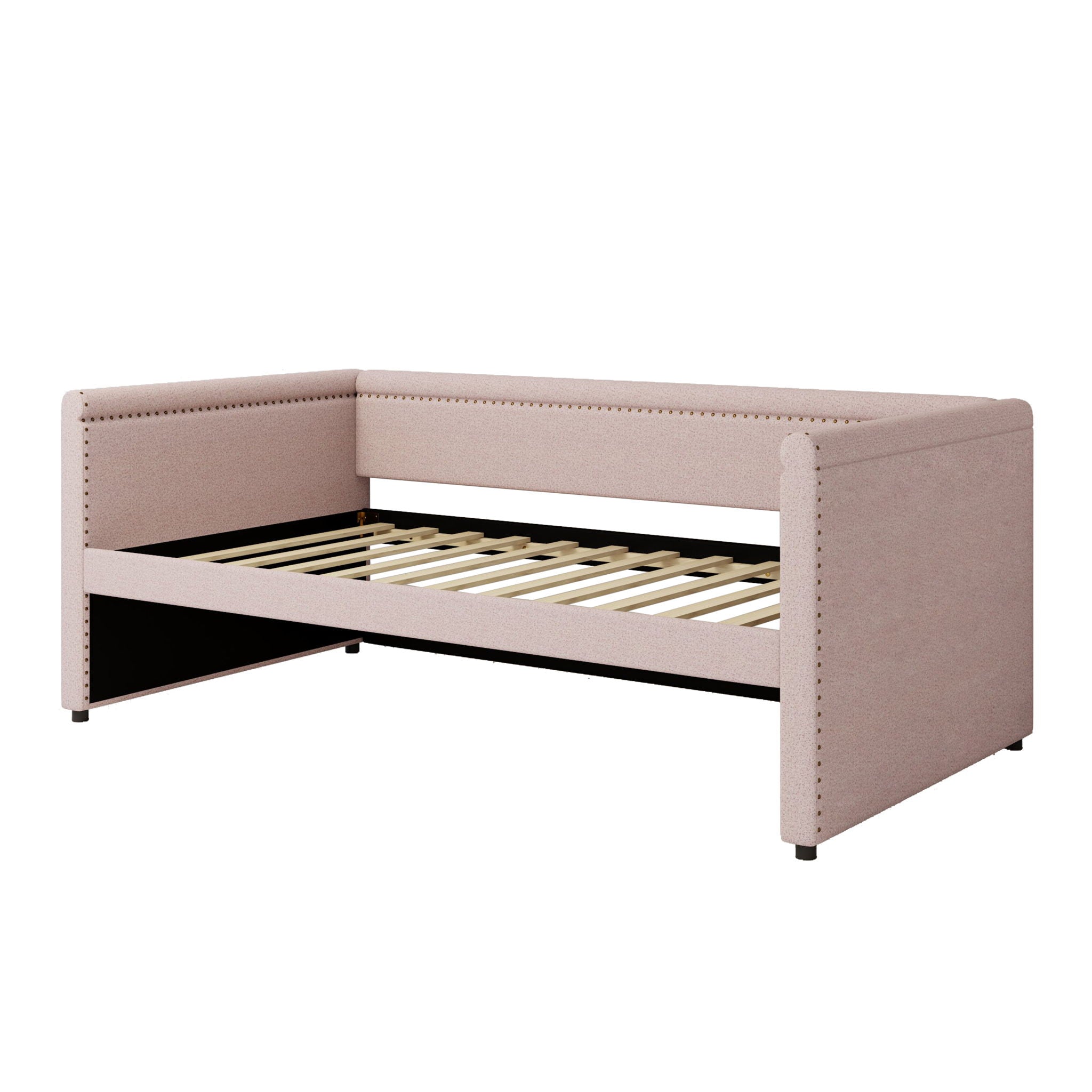 Modern Style Upholstered Daybed With Trundle For Guest Room, Small Bedroom