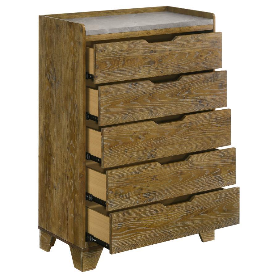 Henderson - 5-Drawer Bedroom Chest Of Drawers - Medium Oak