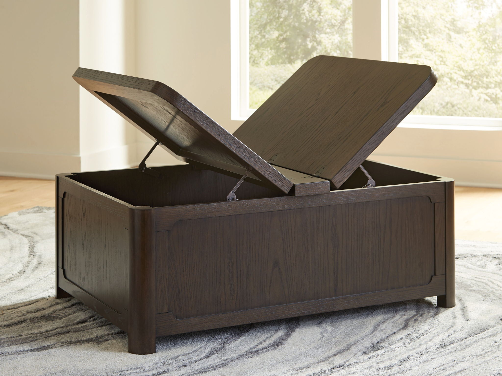 Breckington - Cocktail Table With Storage - Dark Brown