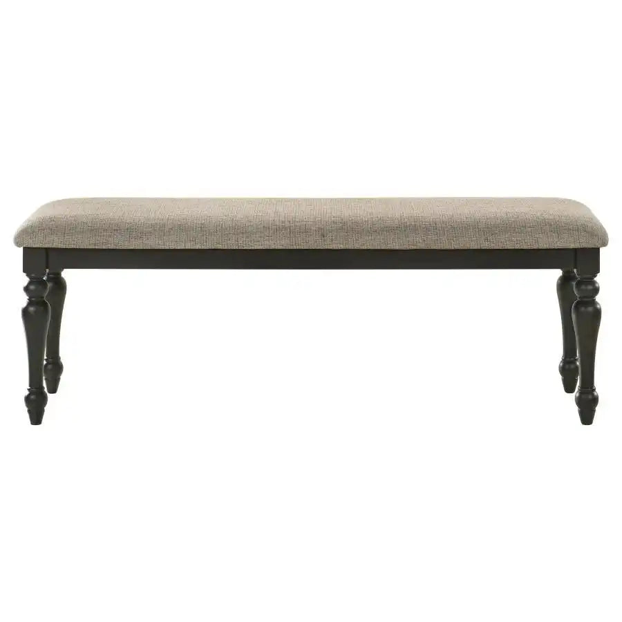 Bridget - Fabric Upholstered Dining Bench - Stone And Charcoal