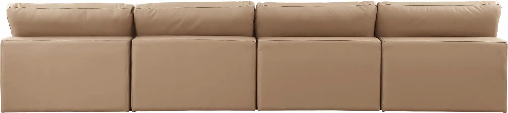 Comfy - Faux Leather Modular Armless Sofa 4 Pieces - Tan