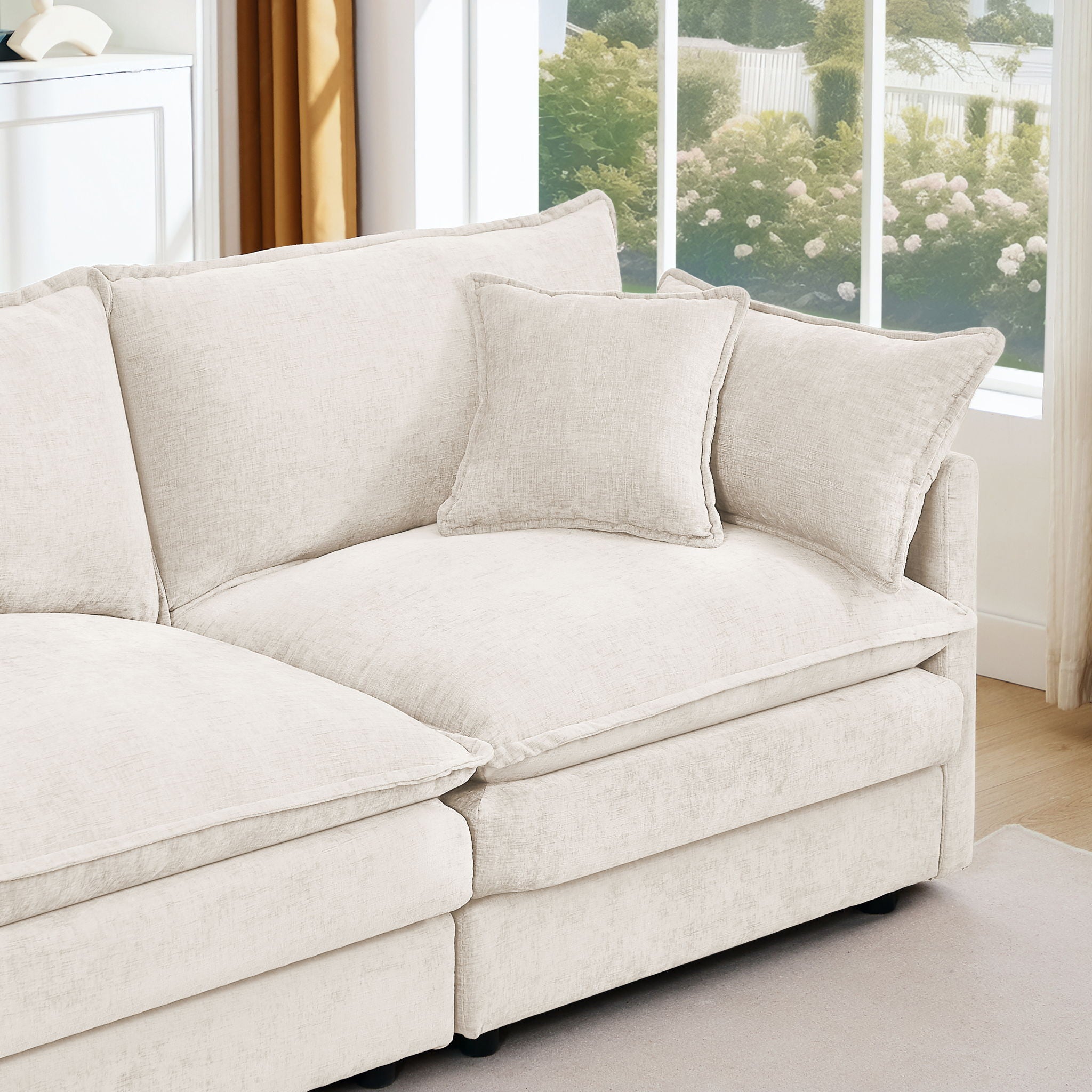 Modular L-Shaped Sectional Sofa With Movable Ottoman
