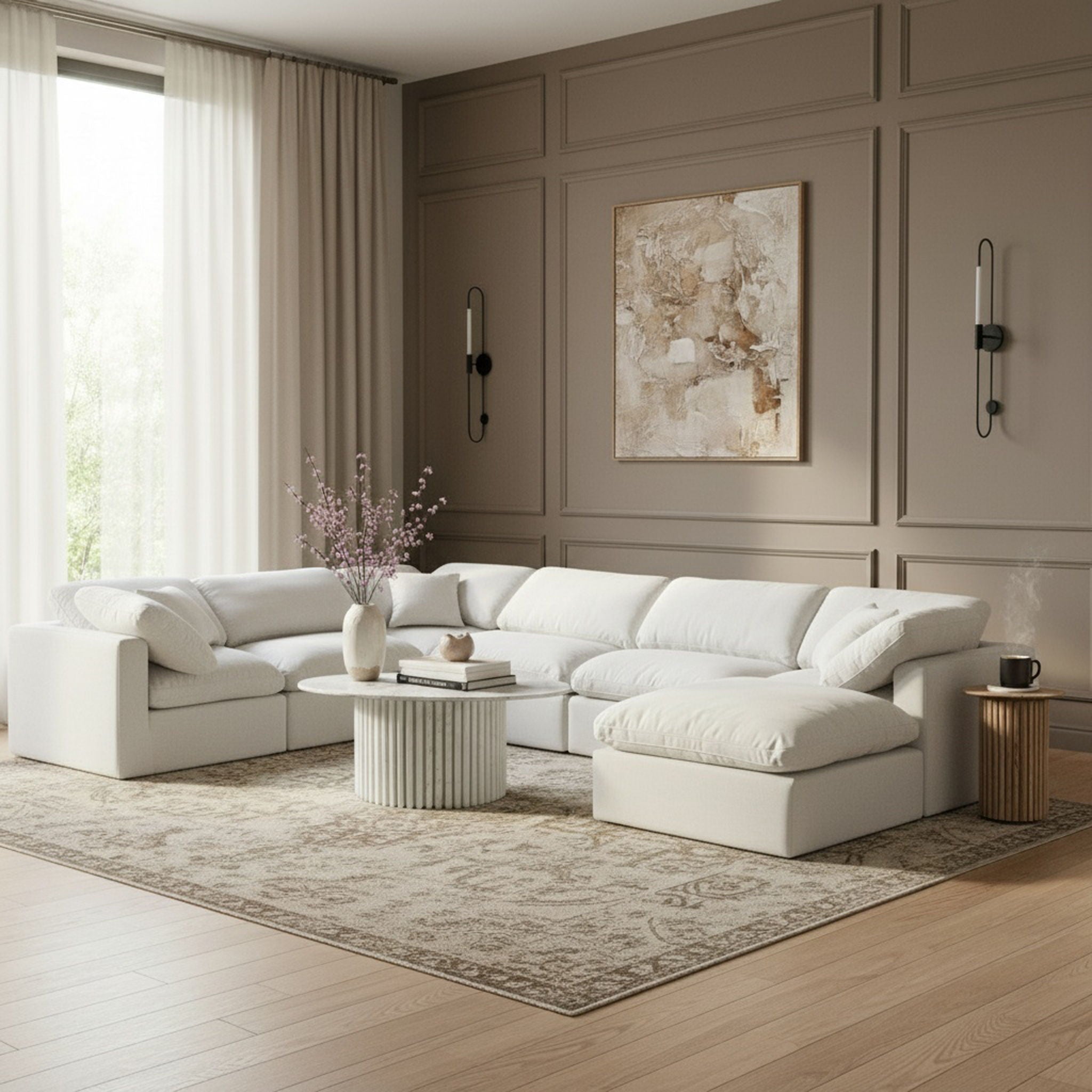 Indulge - Linen 7 Piece Modular Sectional - White