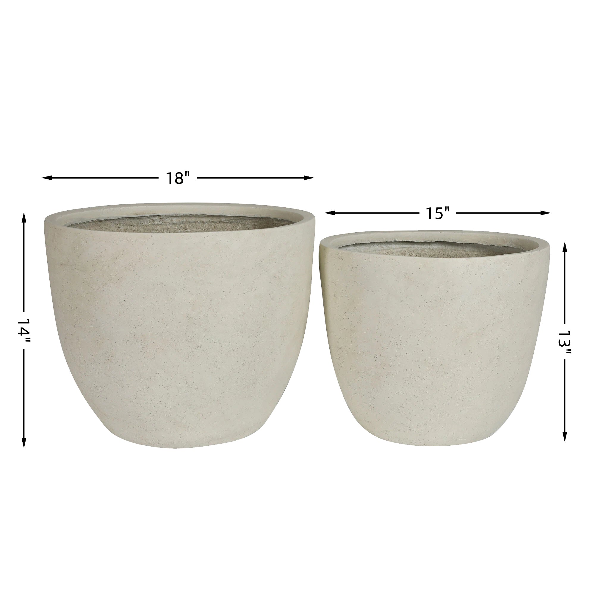 Round Concrete Planter Set of 2, Large Outdoor Indoor Handmade Rustic Decorative Planter Pots with Drainage Holes