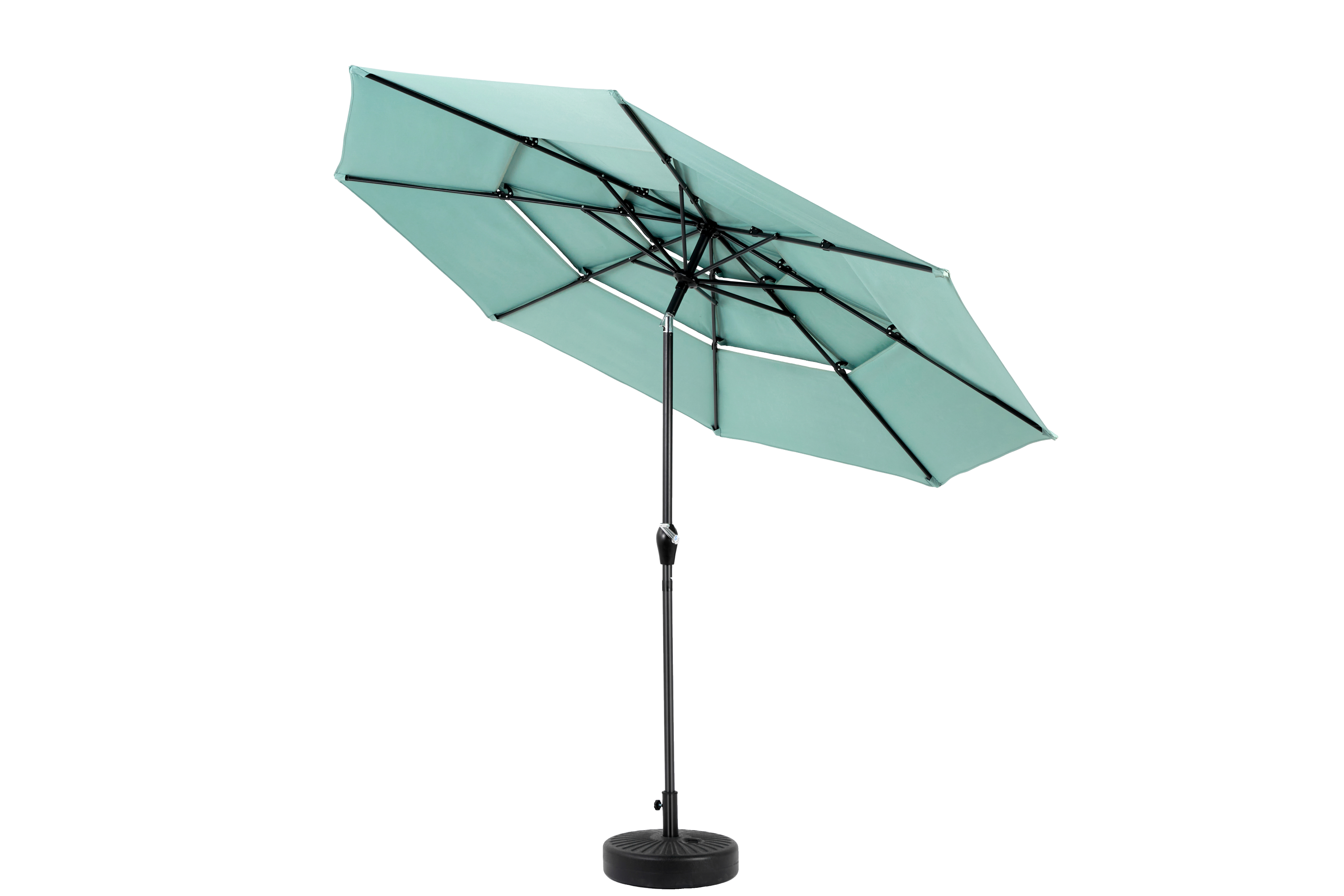 Aluminium 10ft 3 Tier Auto-Tilt Outdoor Patio Umbrella - Light Green