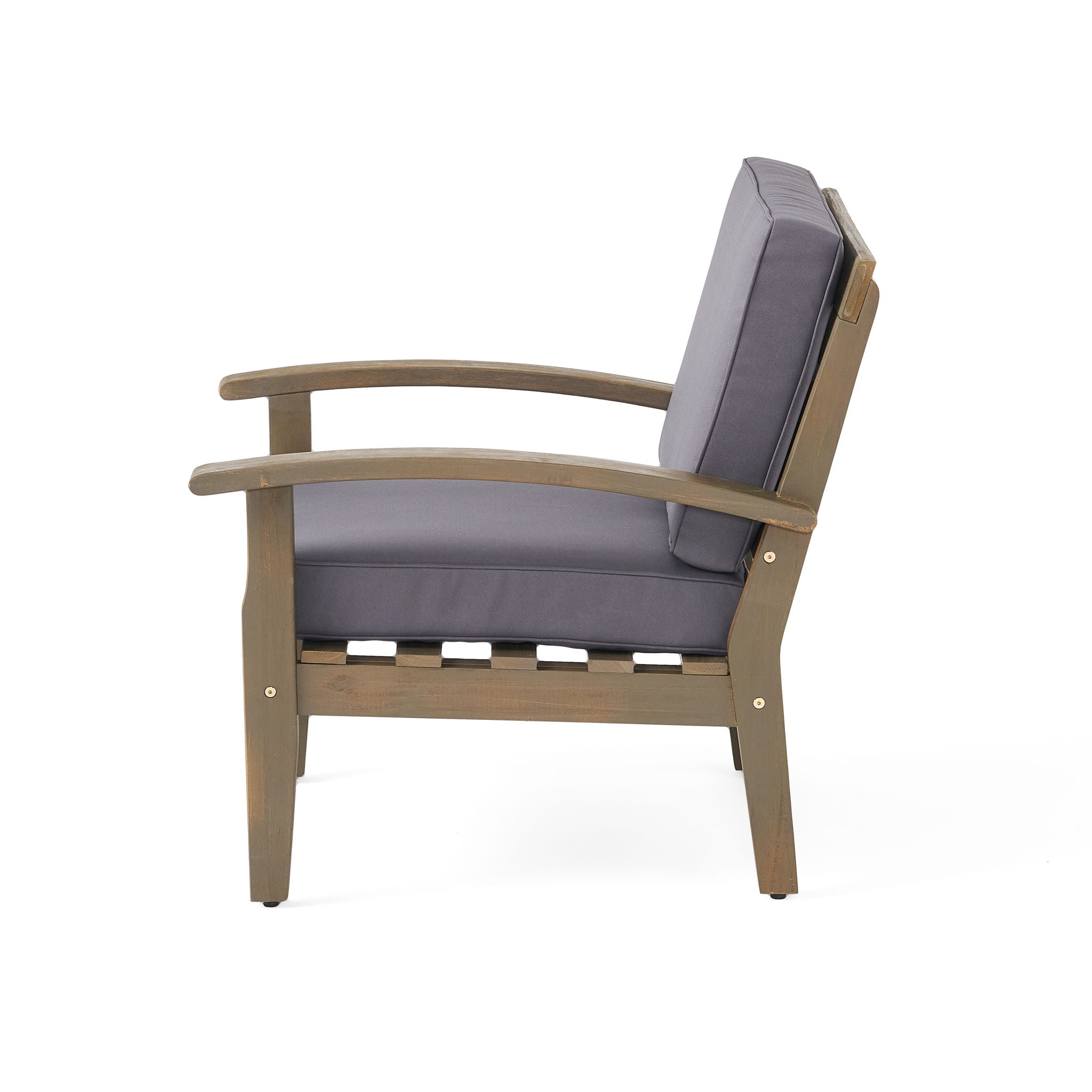 Peyton Club Chair Outdoor Seating Dark Gray Acacia Wood 32.25 X 28.00 X 31.25"