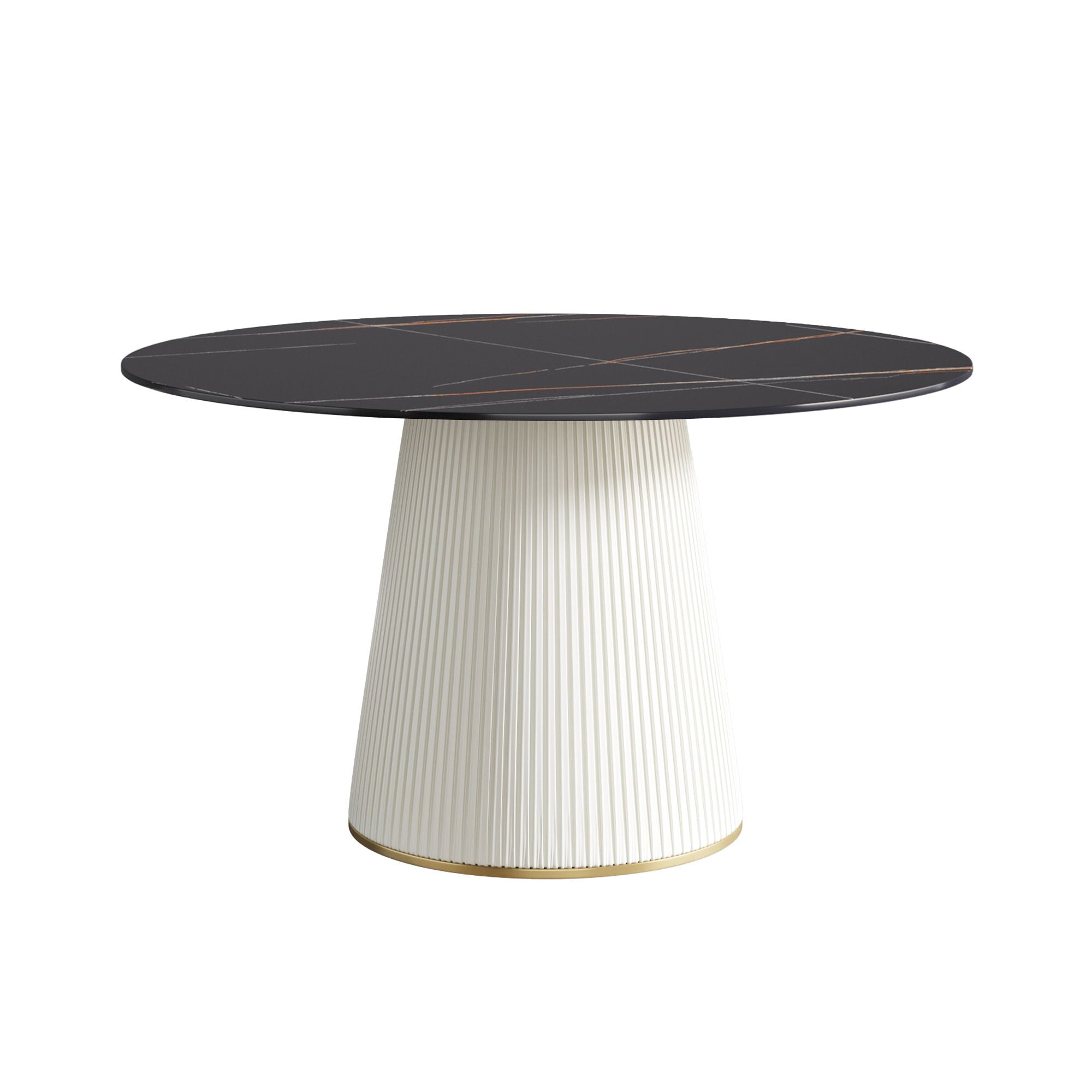 Modern Artificial Stone Round Plywood Base Dining Table, Can Accommodate 6 People, (Not Including Chairs) - Black / Beige - Best Buy Furniture