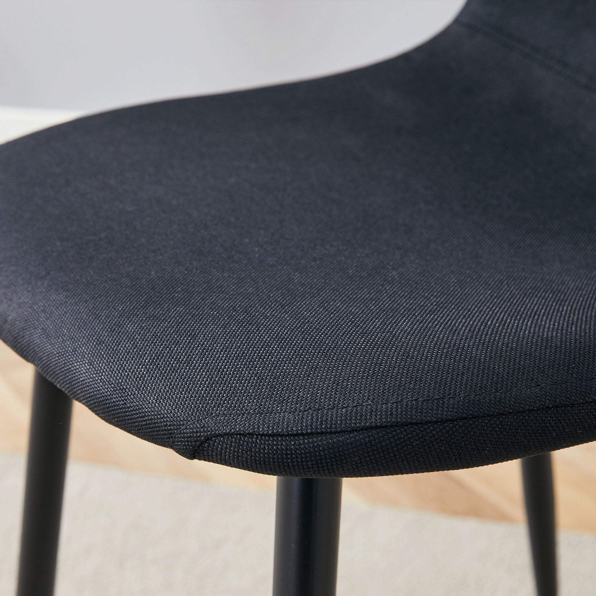 Modern Medieval Style Cushioned Side Chairs Set With Black Metal Legs For Kitchens