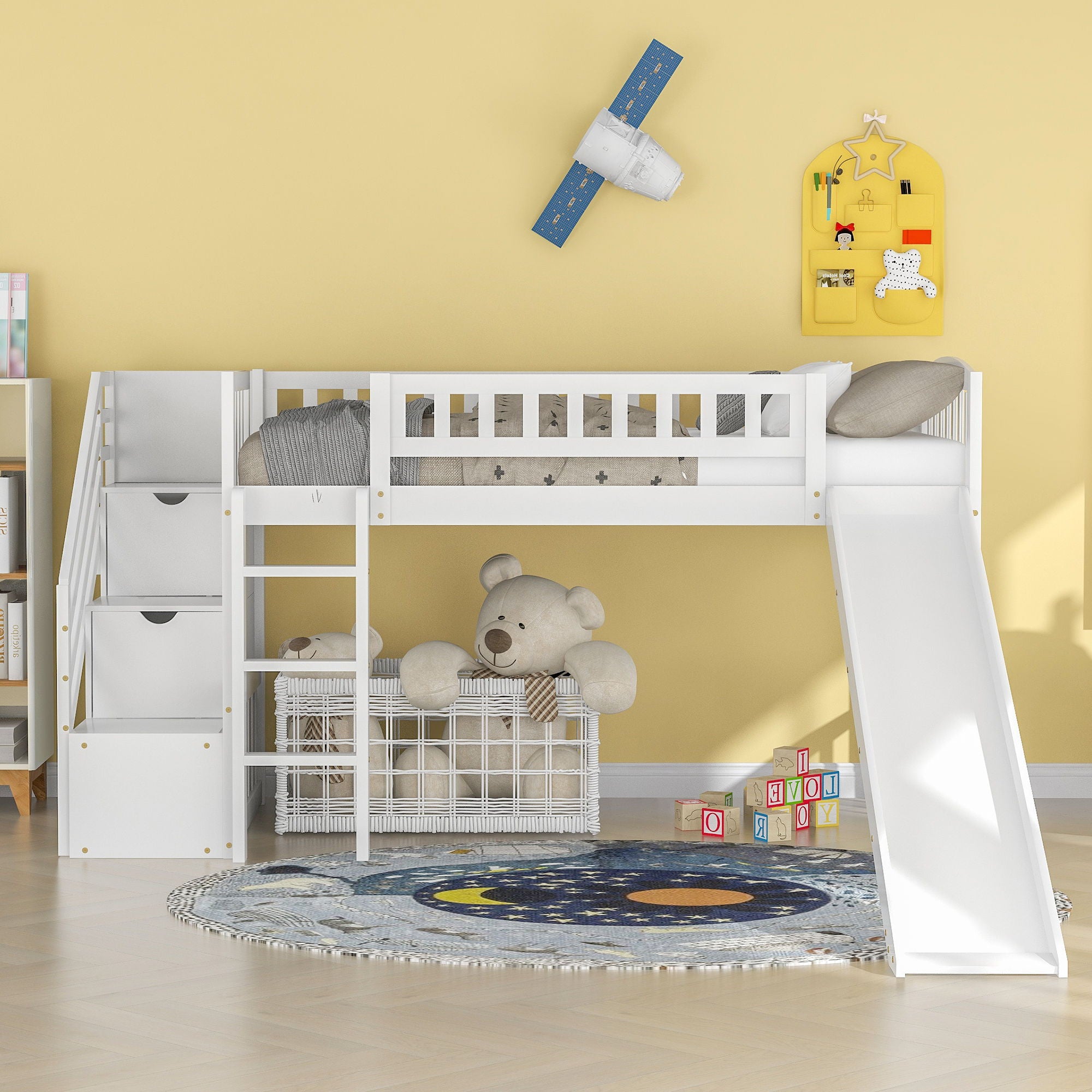 Loft Stairway Bed With 2 Drawers And Slide